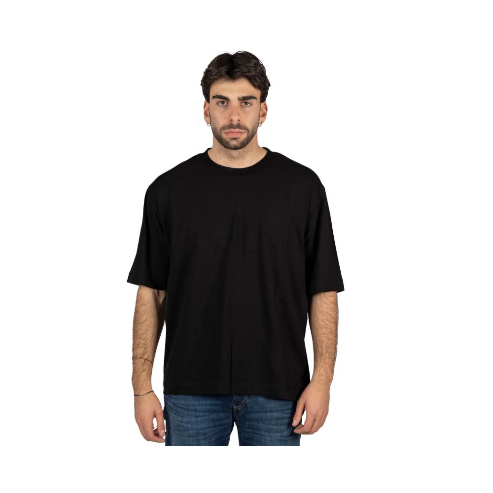 Alpha Studio Black Cotton T-Shirt by Alpha Studio