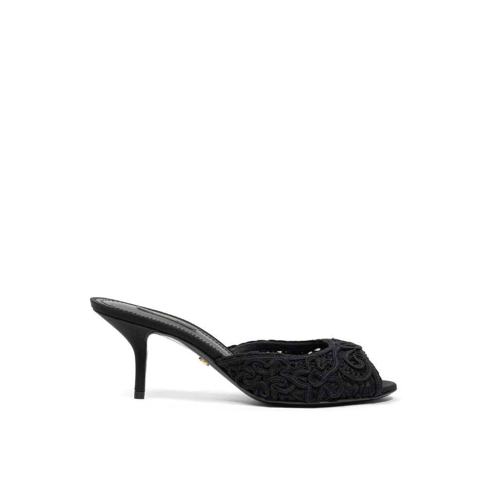 Dolce & Gabbana Black Cotton Sandal by Dolce & Gabbana