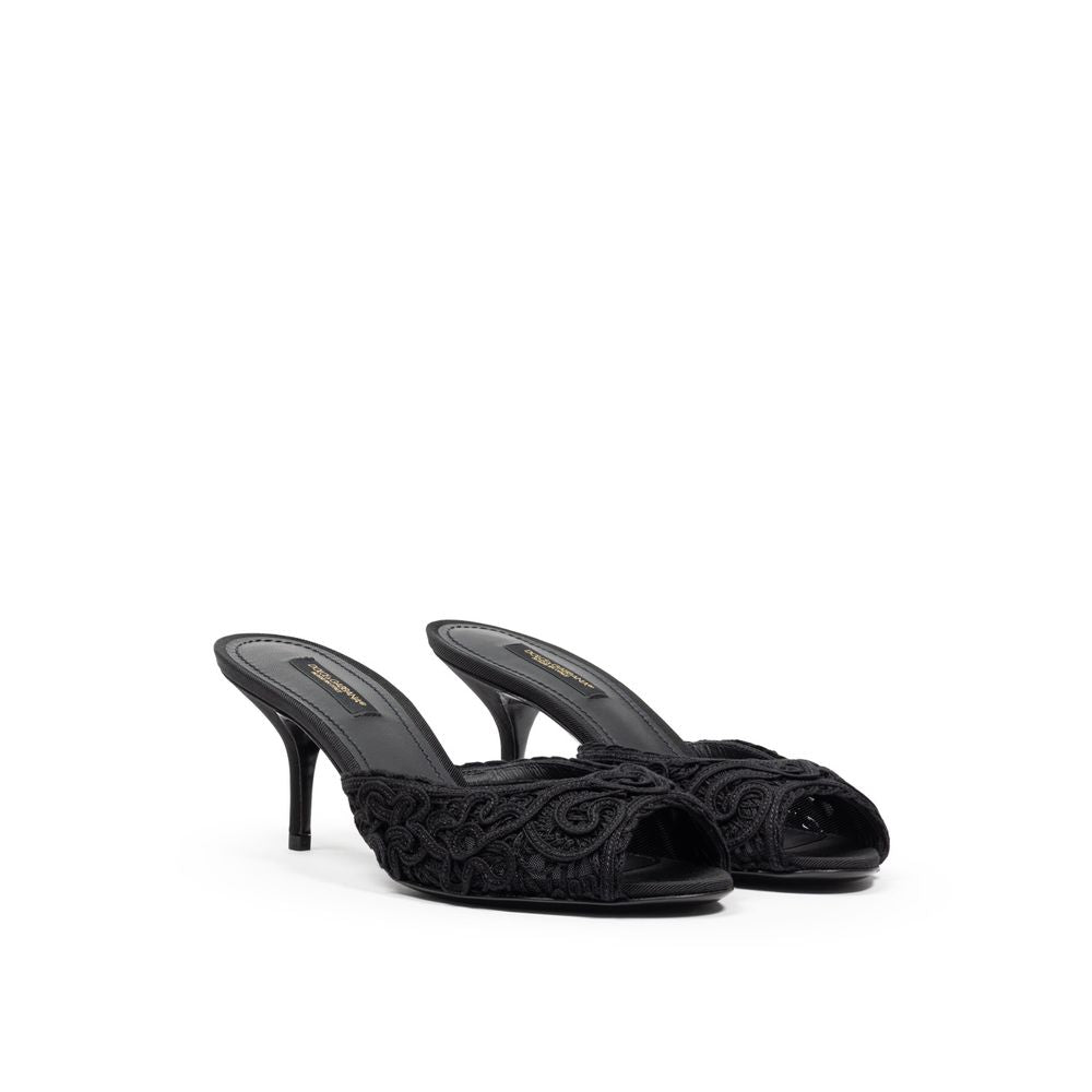 Dolce & Gabbana Black Cotton Sandal by Dolce & Gabbana