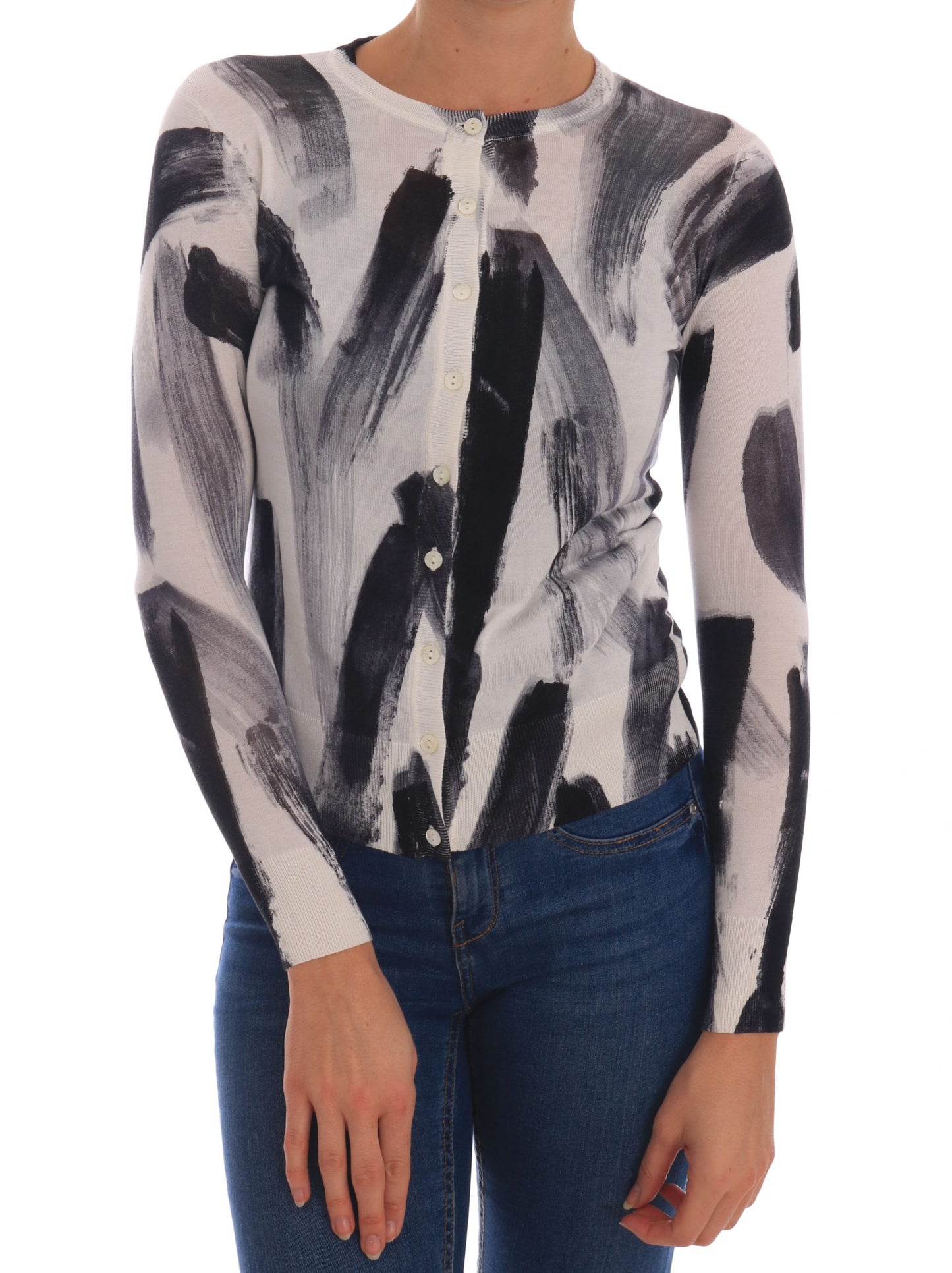 Pull élégant en soie à motif de traits Dolce & Gabbana
