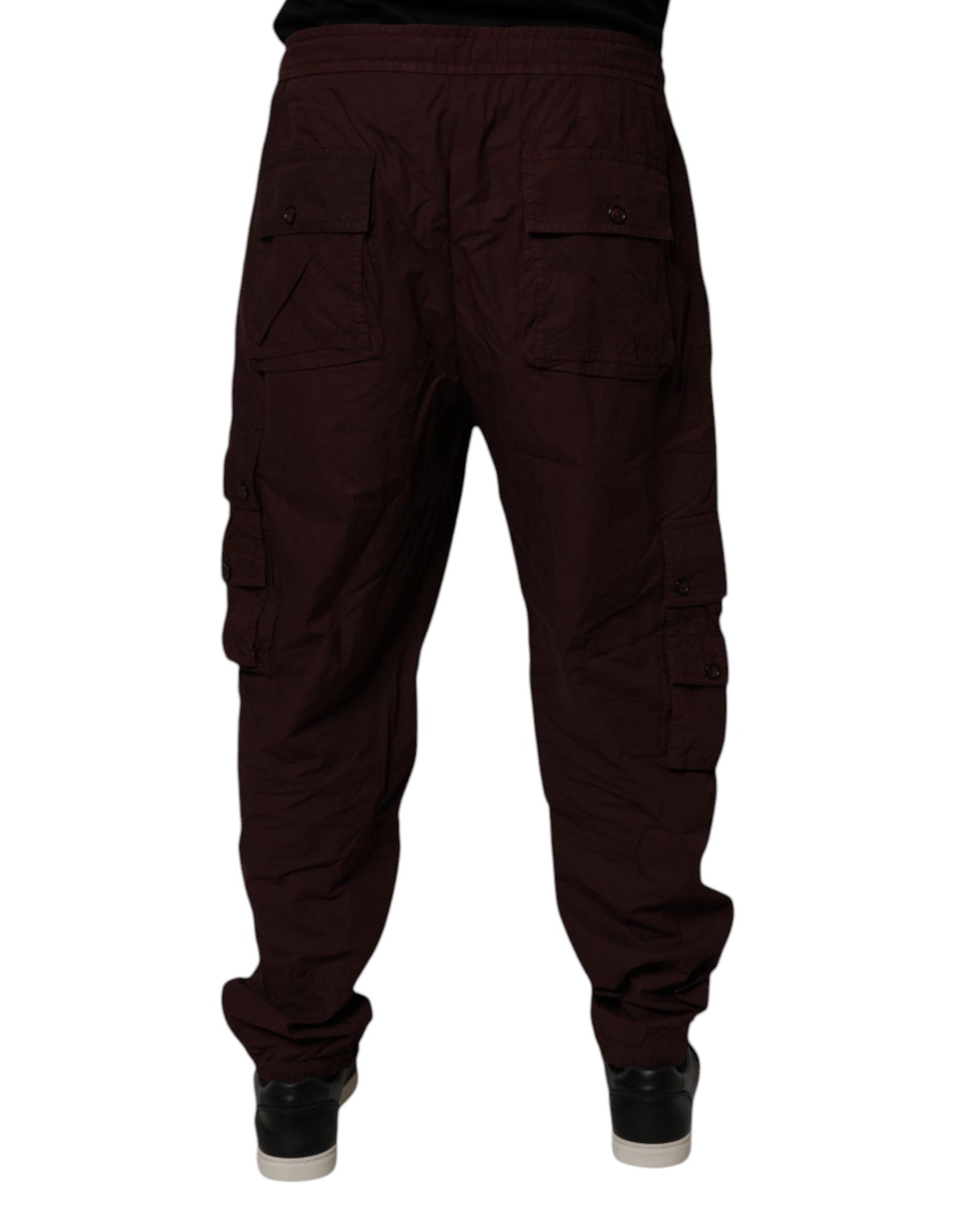 Dolce & Gabbana Maroon Cotton Cargo Jogger Sweatpants Pants by Dolce & Gabbana