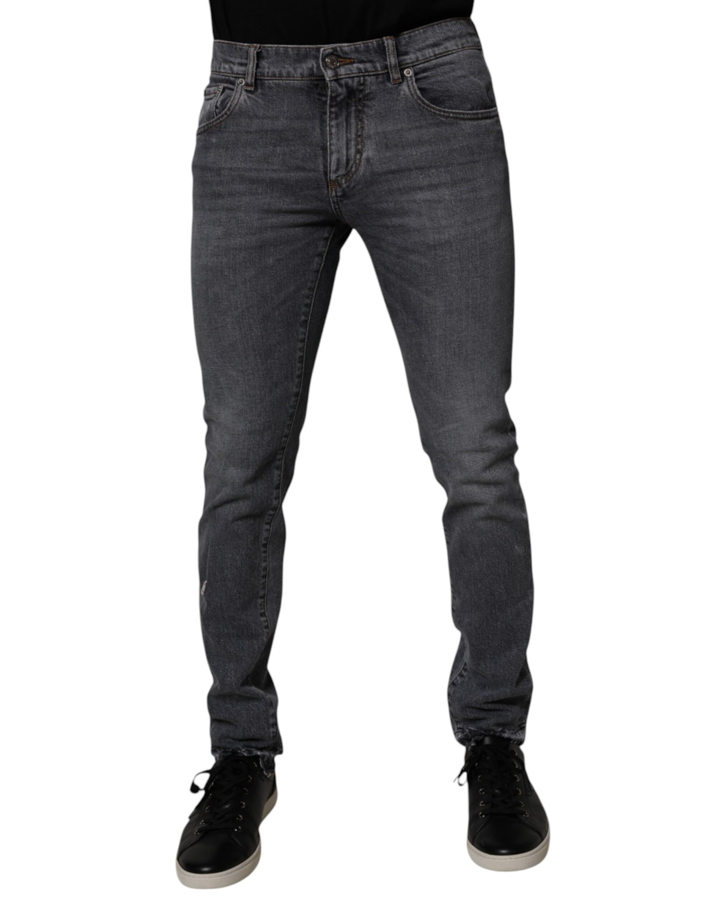 Dolce & Gabbana Dark Gray Cotton Stretch Skinny Denim Jeans by Dolce & Gabbana