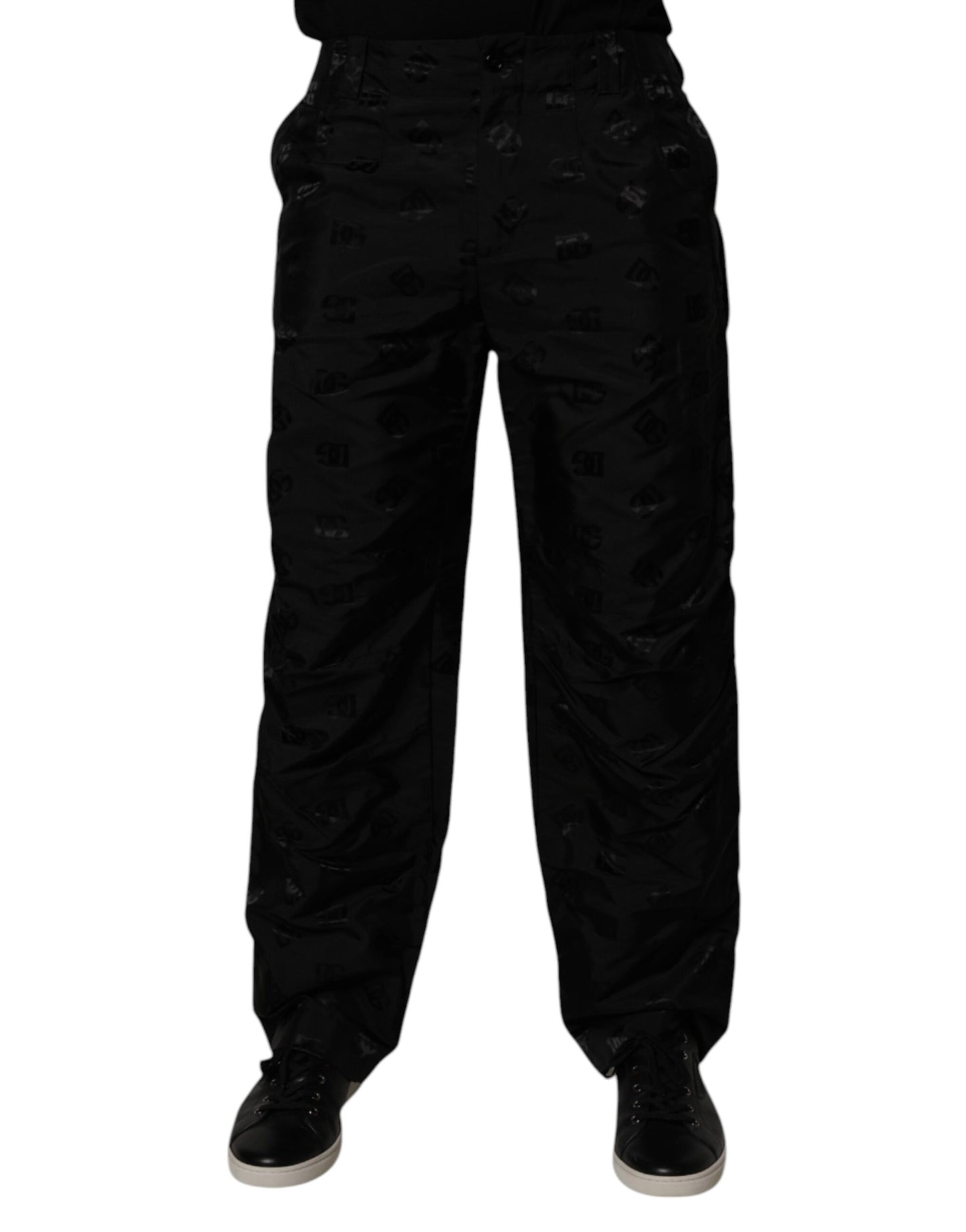 Dolce & Gabbana Black Logo Monogram Straight Pants by Dolce & Gabbana