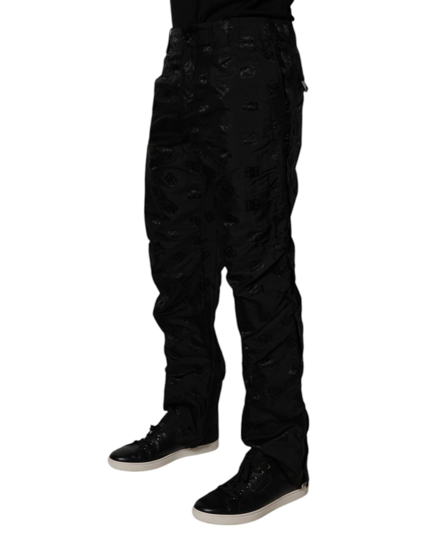 Dolce & Gabbana Black Logo Monogram Straight Pants by Dolce & Gabbana