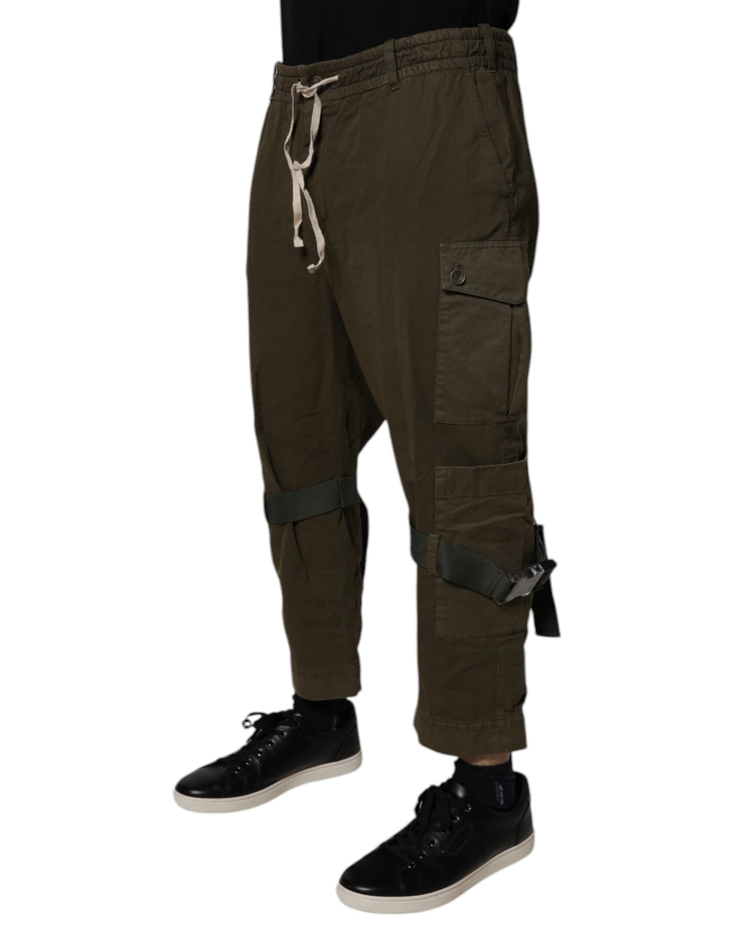 Dolce & Gabbana Brown Cotton Stretch Cargo Pants by Dolce & Gabbana
