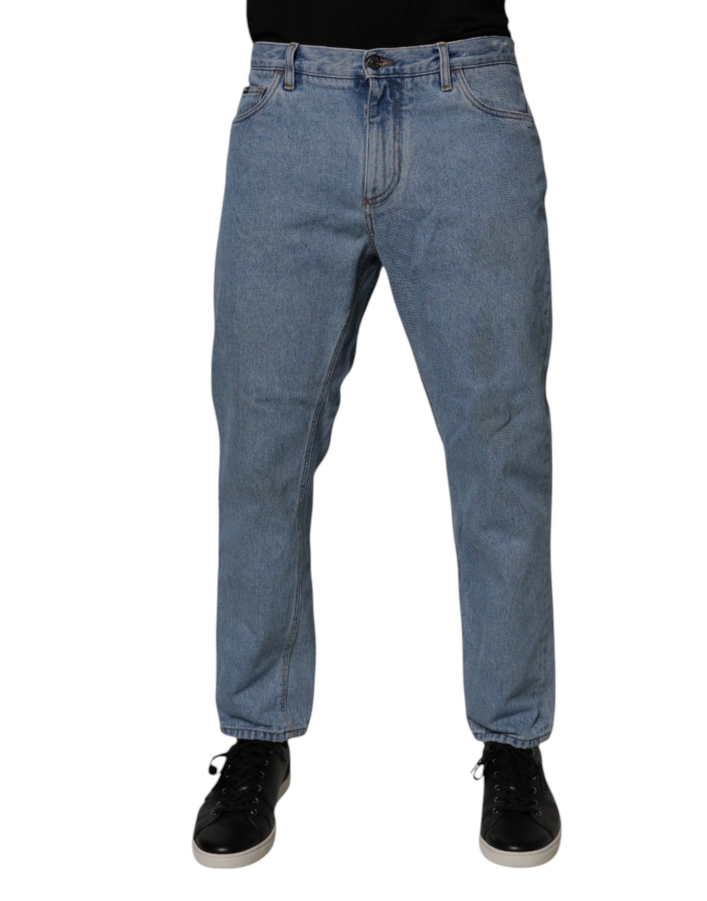 Dolce & Gabbana Blue Cotton Skinny Men Denim Mid Waist Jeans by Dolce & Gabbana