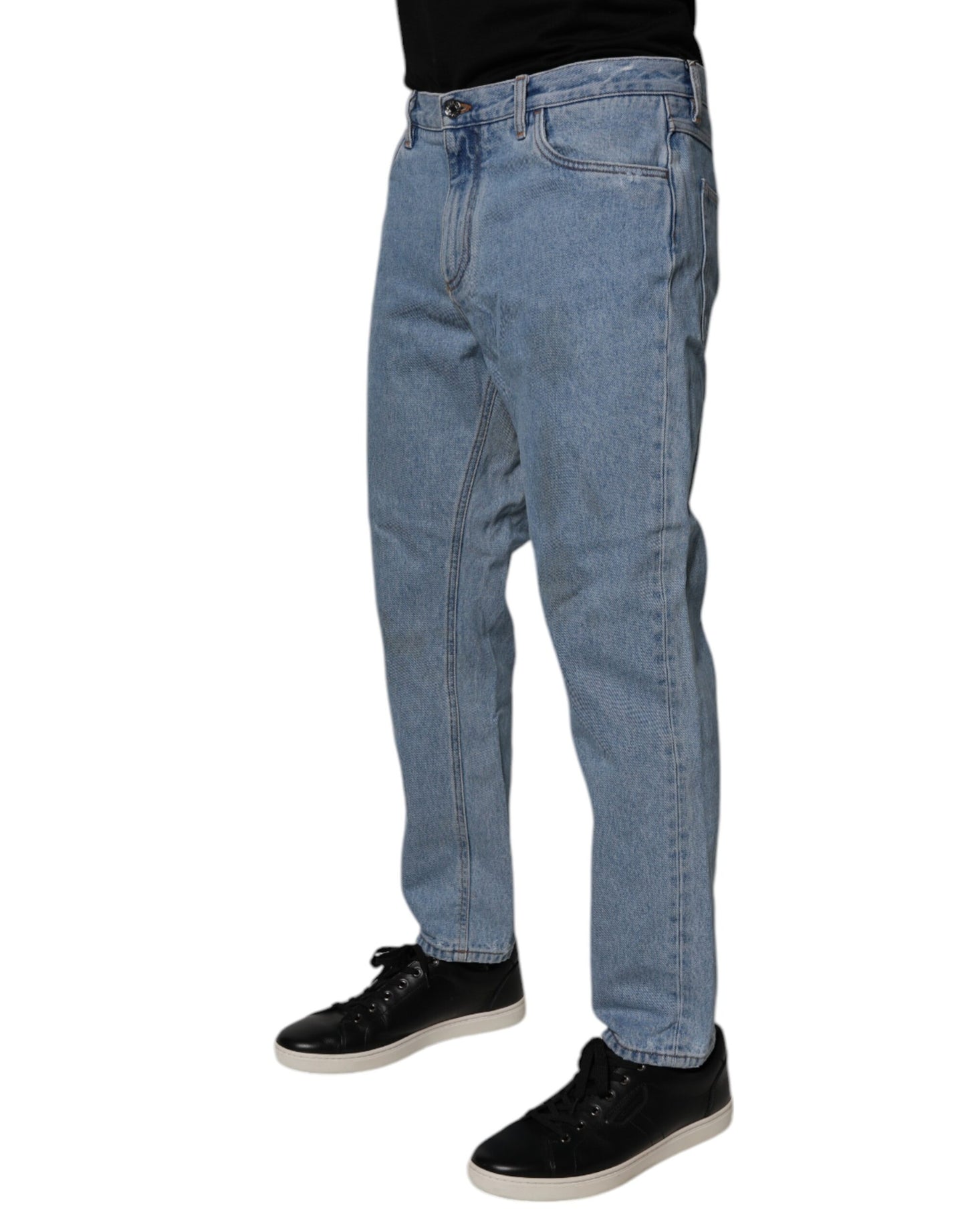 Dolce & Gabbana Blue Cotton Skinny Men Denim Mid Waist Jeans by Dolce & Gabbana