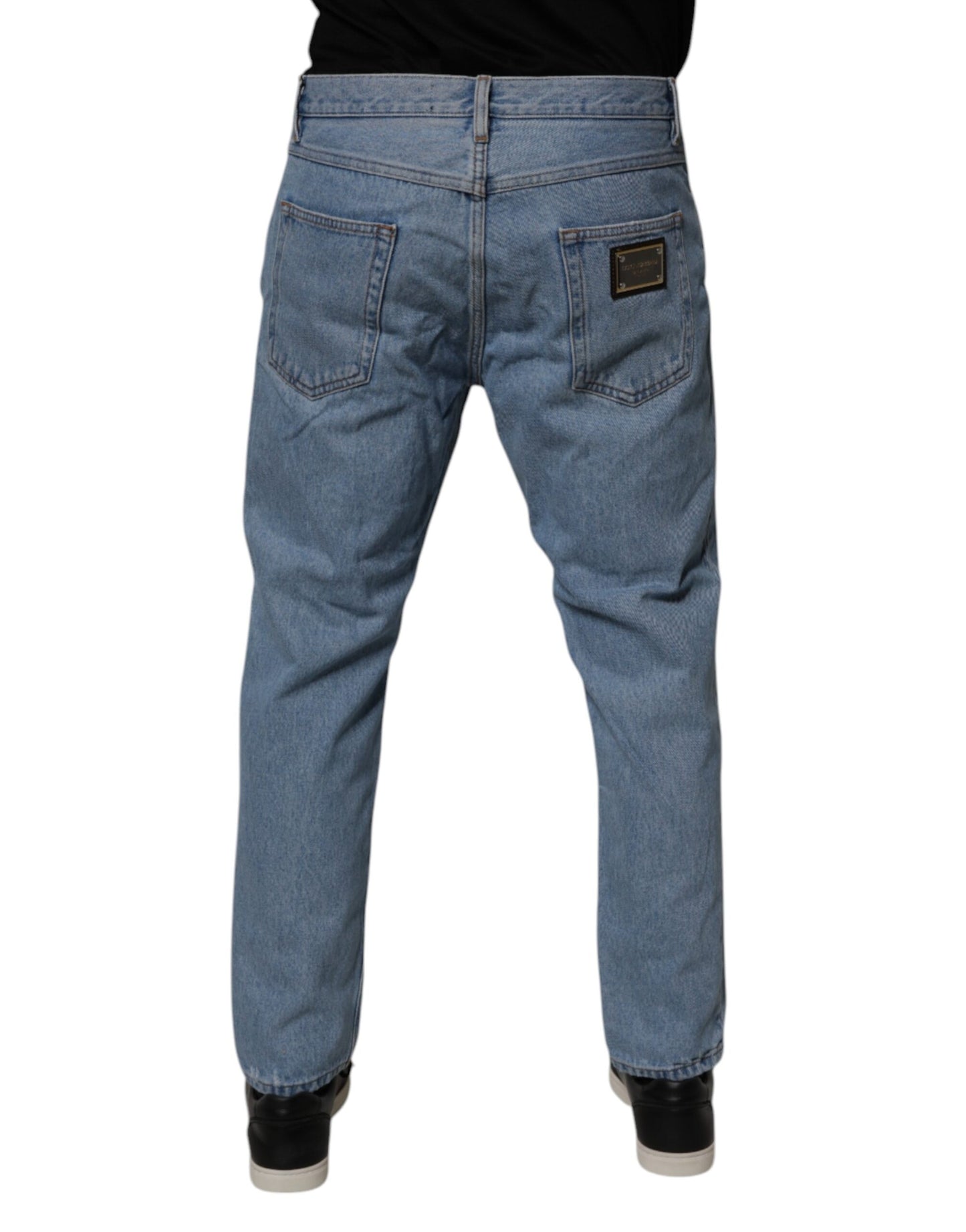 Dolce & Gabbana Blue Cotton Skinny Men Denim Mid Waist Jeans by Dolce & Gabbana