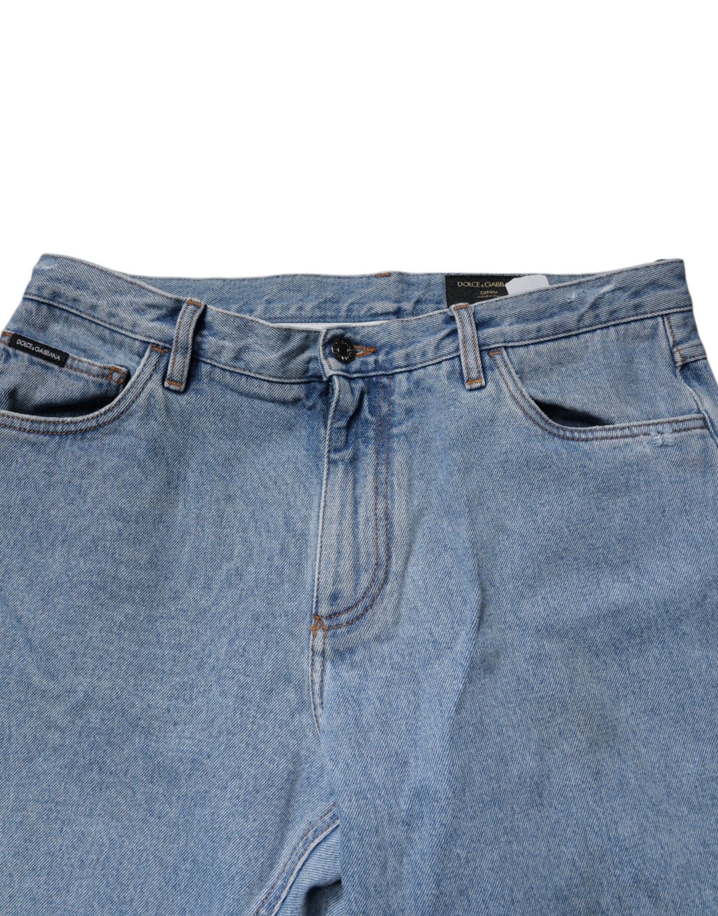 Dolce & Gabbana Blue Cotton Skinny Men Denim Mid Waist Jeans by Dolce & Gabbana
