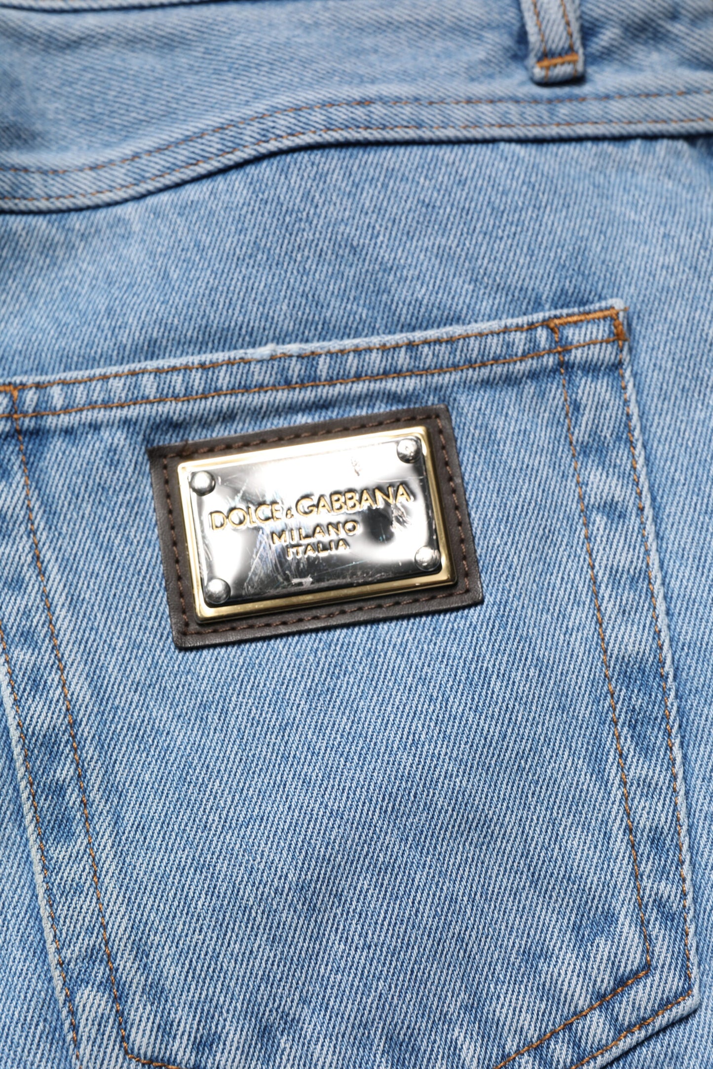 Dolce & Gabbana Blue Cotton Skinny Men Denim Mid Waist Jeans by Dolce & Gabbana
