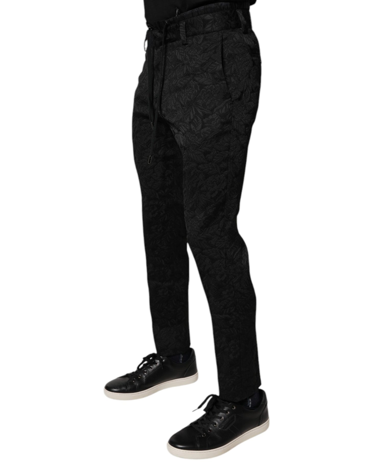 Dolce & Gabbana Black Brocade Polyester Skinny Dress Pants by Dolce & Gabbana