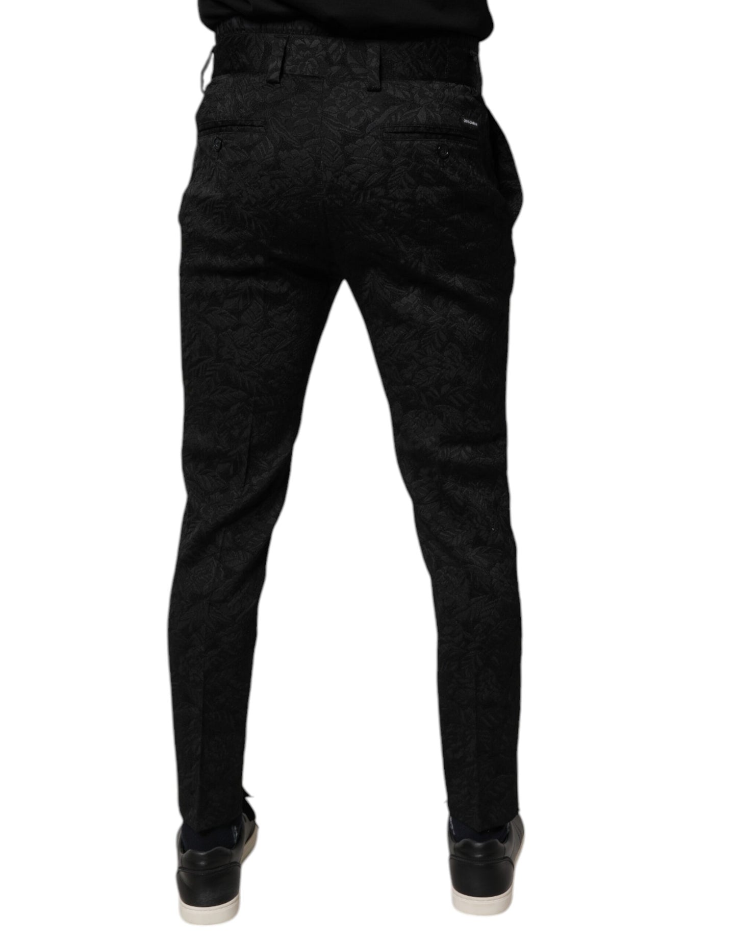 Dolce & Gabbana Black Brocade Polyester Skinny Dress Pants by Dolce & Gabbana