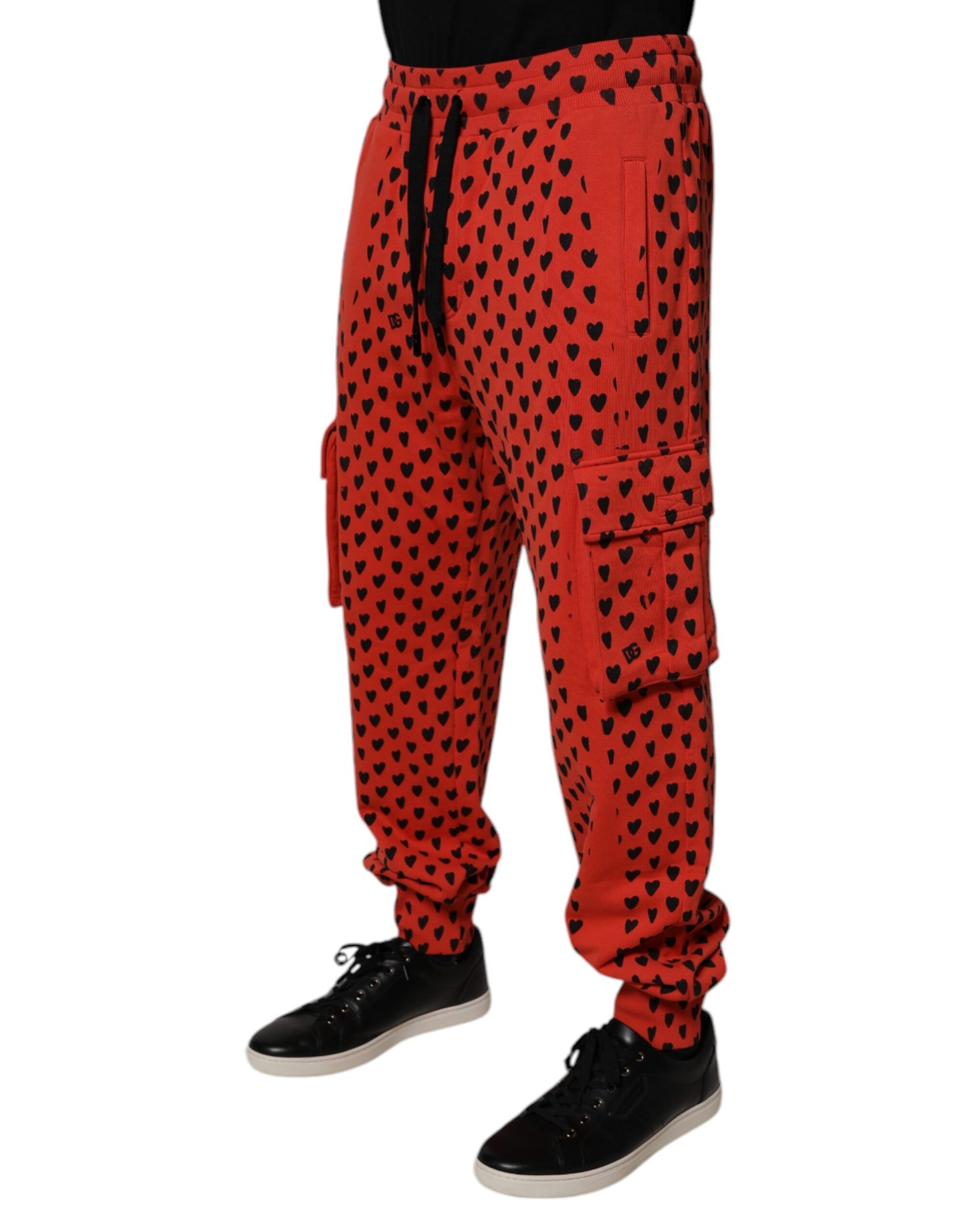 Dolce & Gabbana Red Hearts Cargo Jogger Men Sweatpants Pants by Dolce & Gabbana
