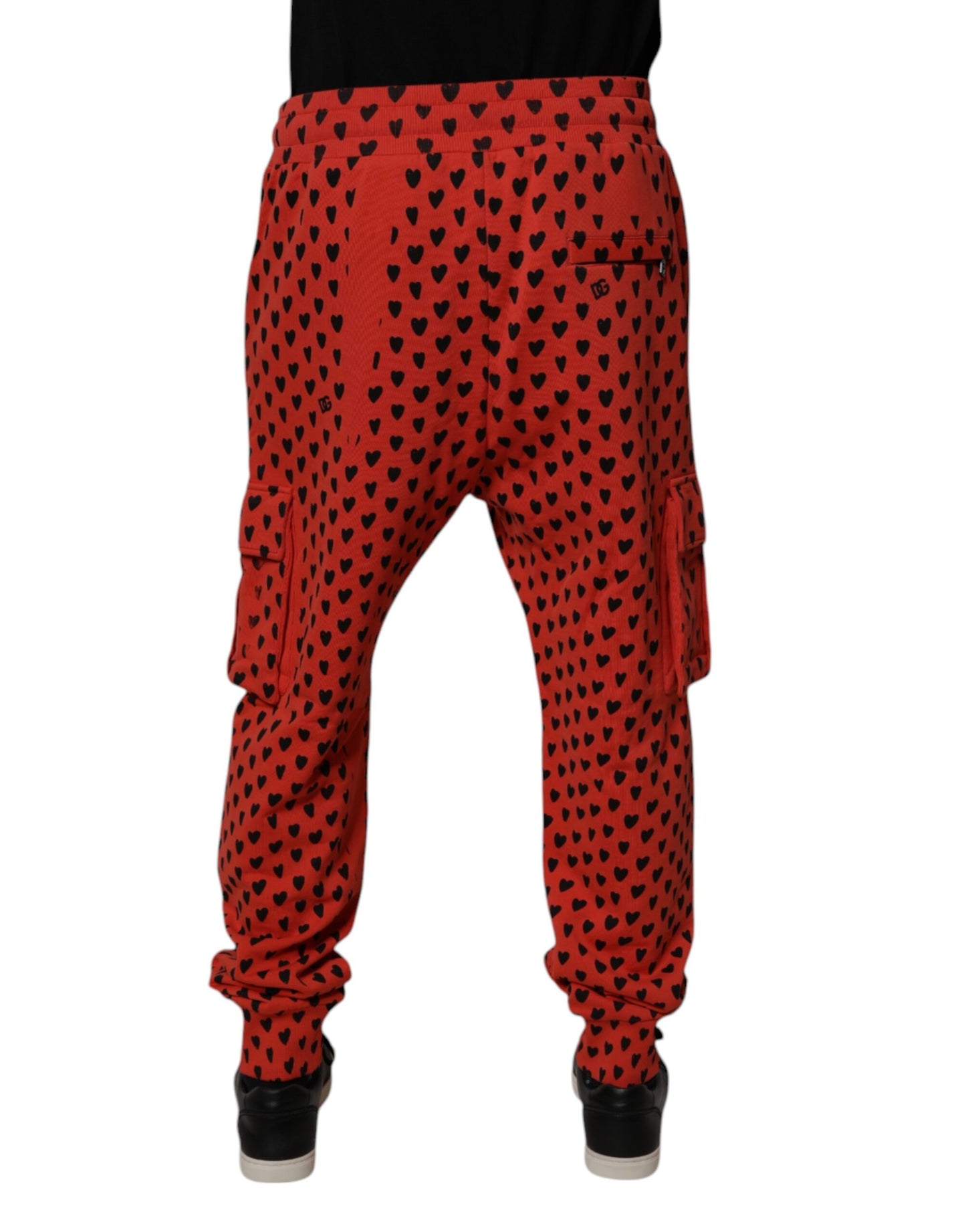 Dolce & Gabbana Red Hearts Cargo Jogger Men Sweatpants Pants by Dolce & Gabbana