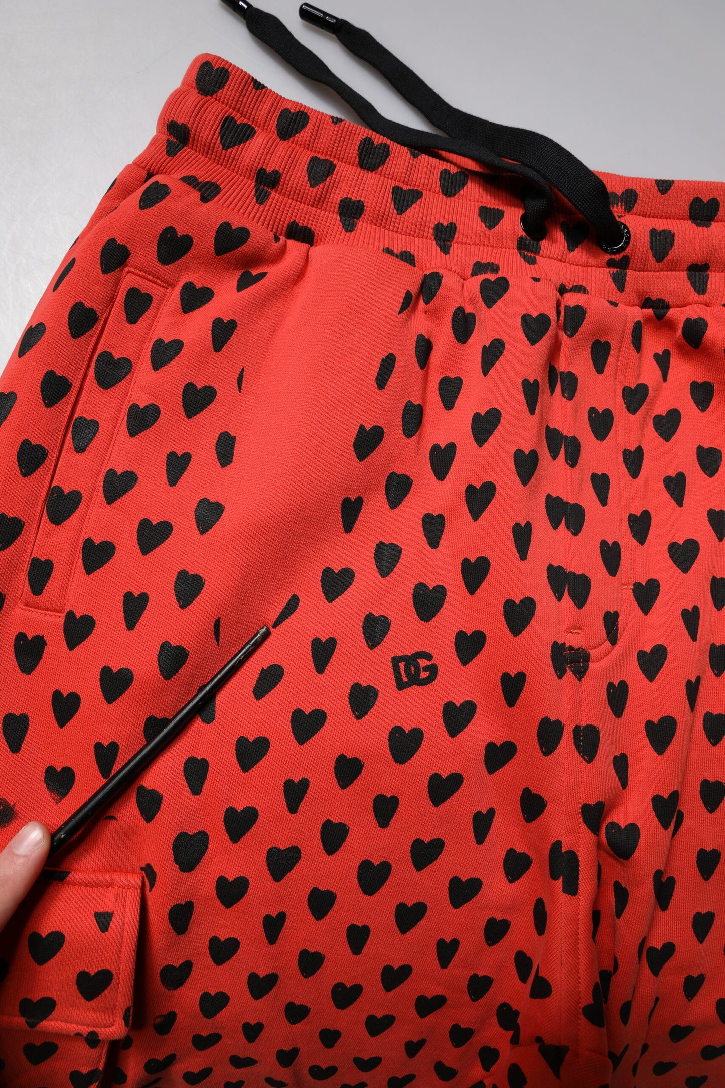 Dolce & Gabbana Red Hearts Cargo Jogger Men Sweatpants Pants by Dolce & Gabbana