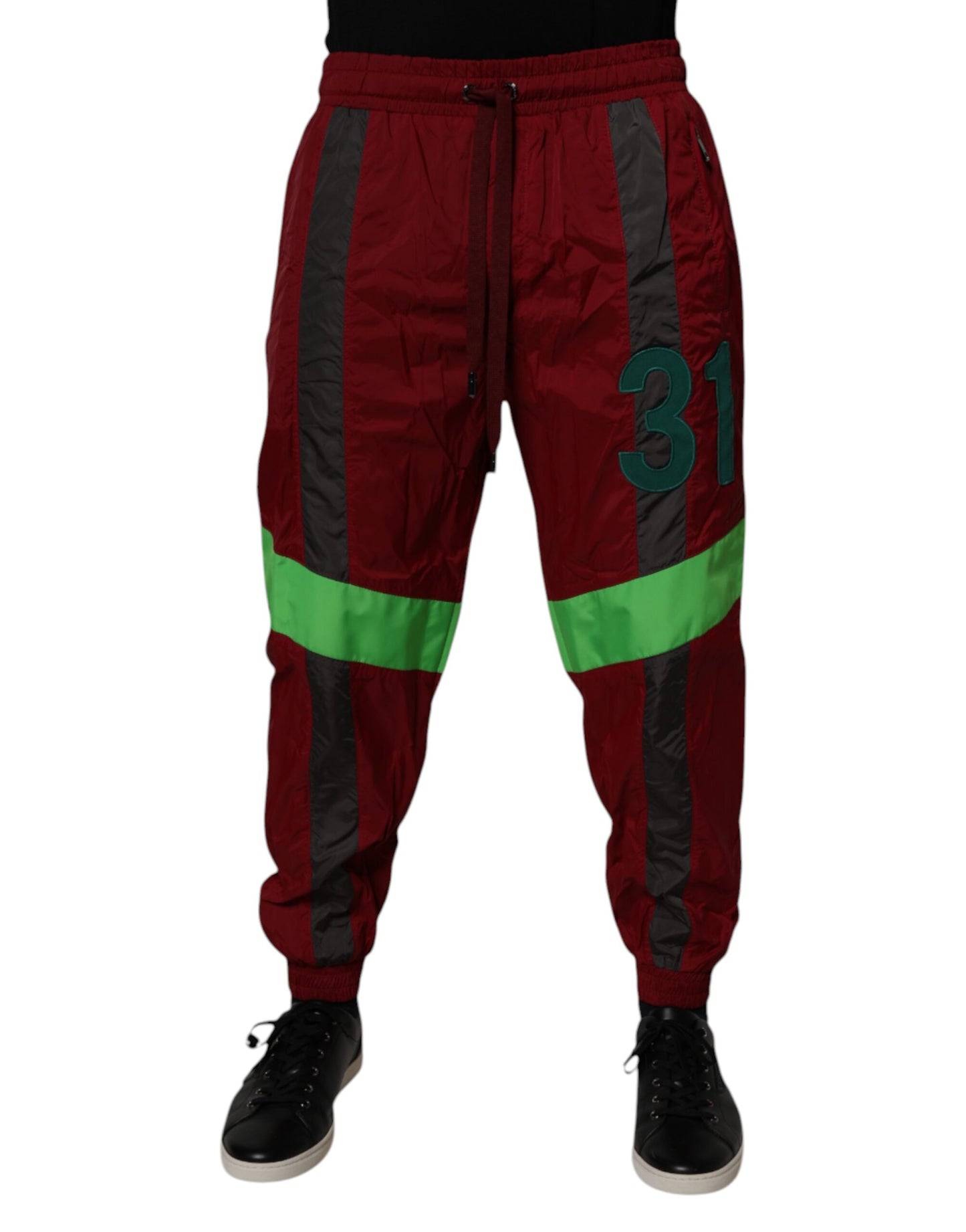 Dolce & Gabbana Maroon Nylon Men Jogger Sweatpants Pants by Dolce & Gabbana
