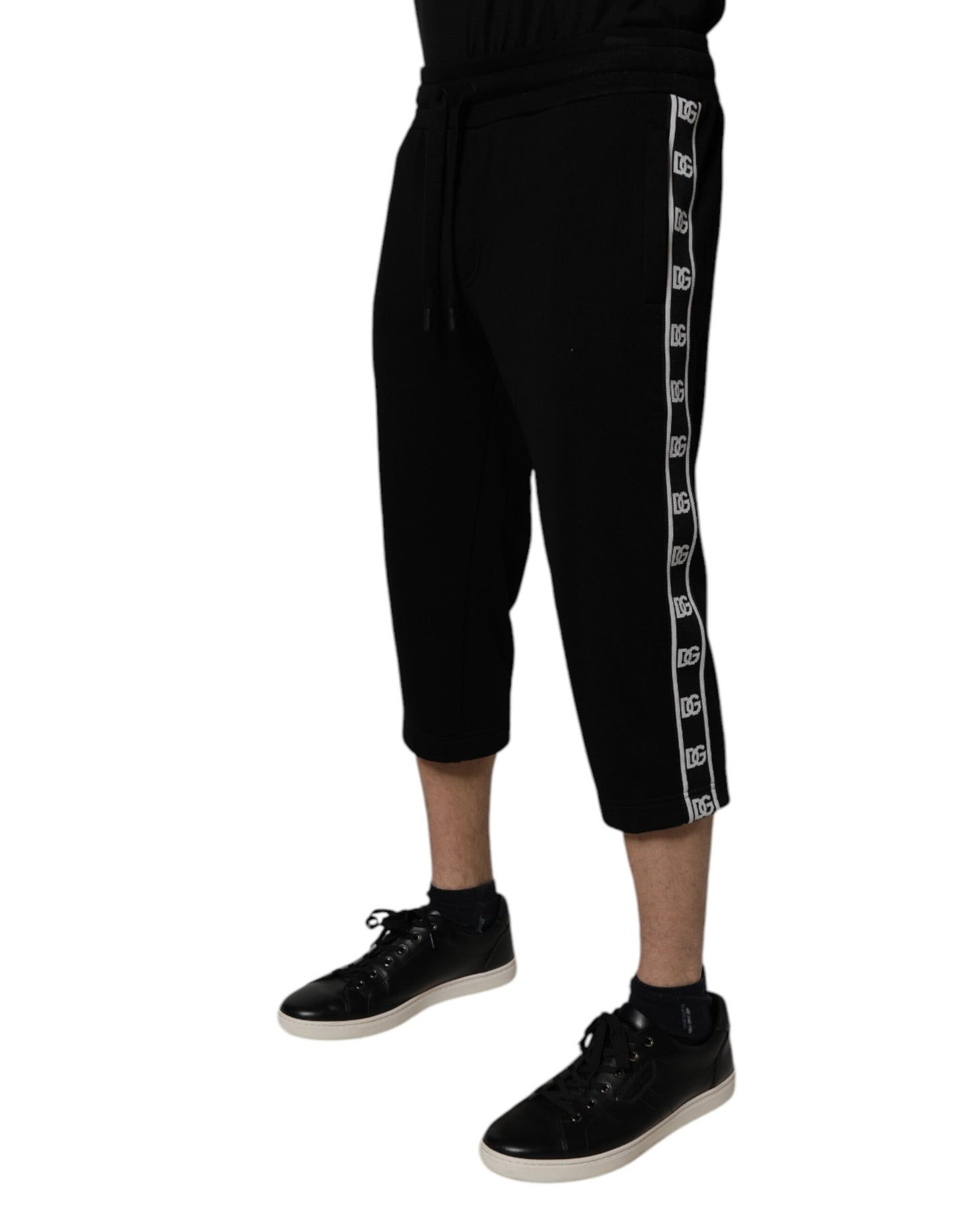 Dolce & Gabbana Black Cotton Blend Cropped Sweatpants Pants by Dolce & Gabbana