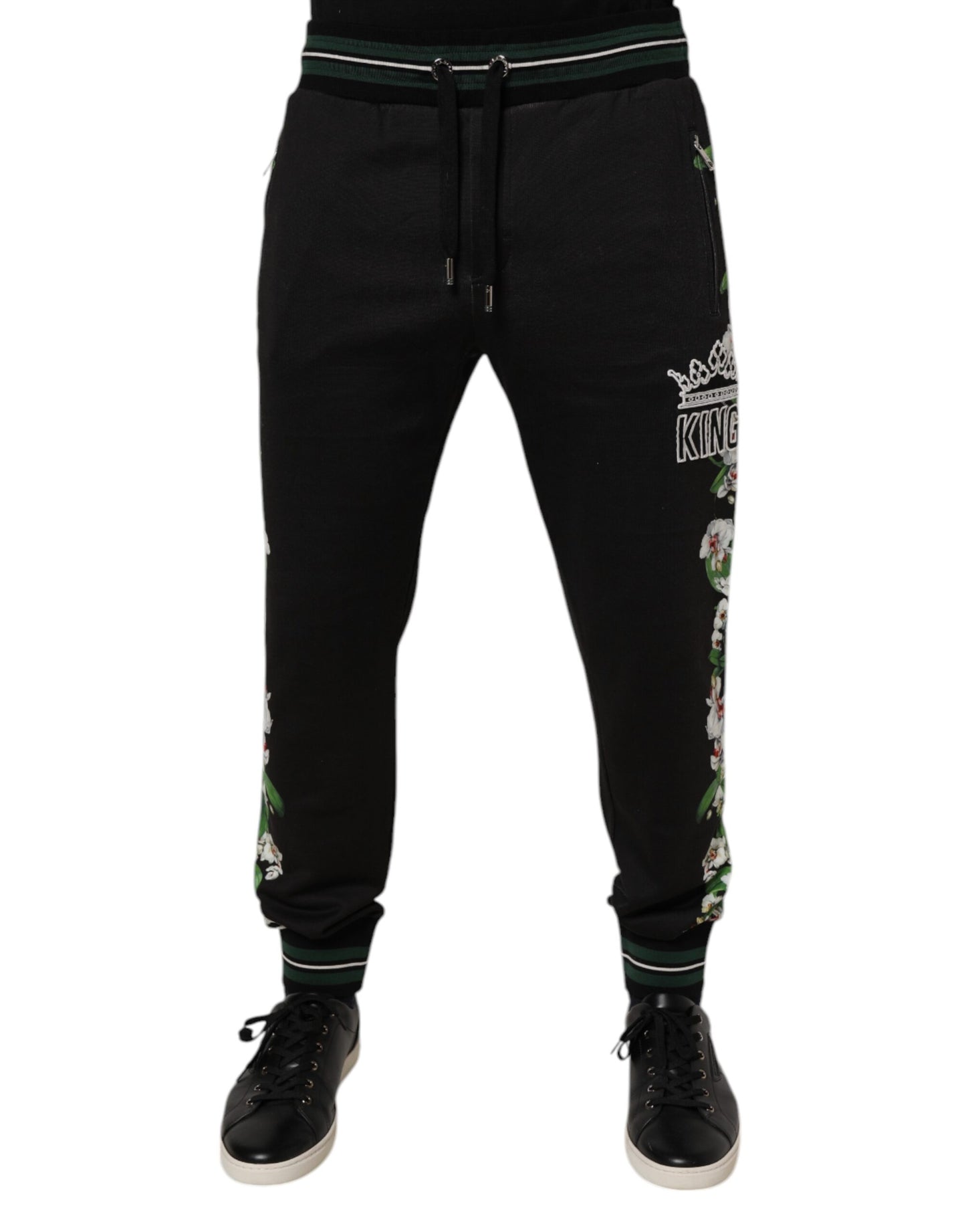Dolce & Gabbana Black Floral King Men Jogger Sweatpants Pants by Dolce & Gabbana