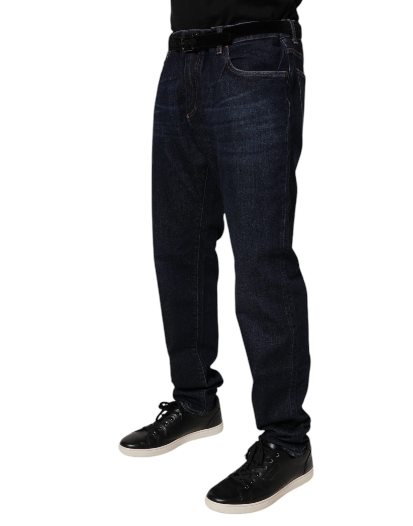 Dolce & Gabbana Dark Blue Cotton Stretch Skinny Denim Jeans by Dolce & Gabbana