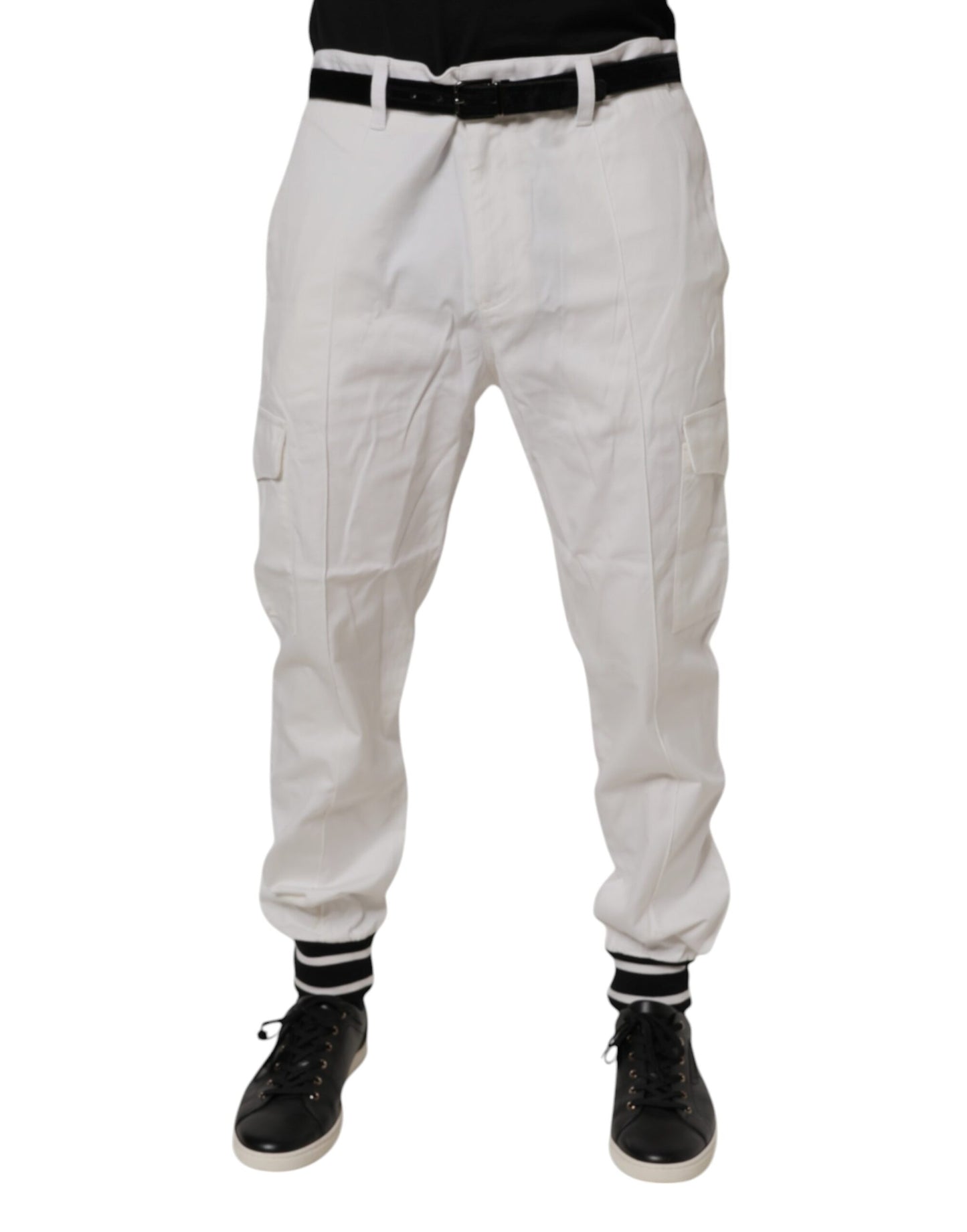 Dolce & Gabbana White Cotton Jogger Cargo Skinny Pants by Dolce & Gabbana