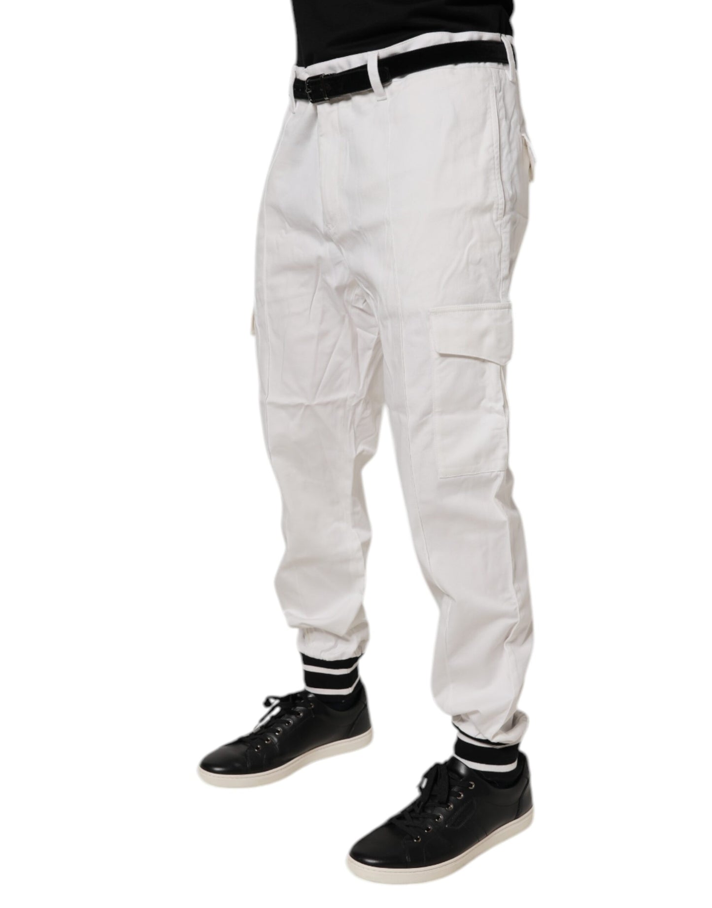Dolce & Gabbana White Cotton Jogger Cargo Skinny Pants by Dolce & Gabbana