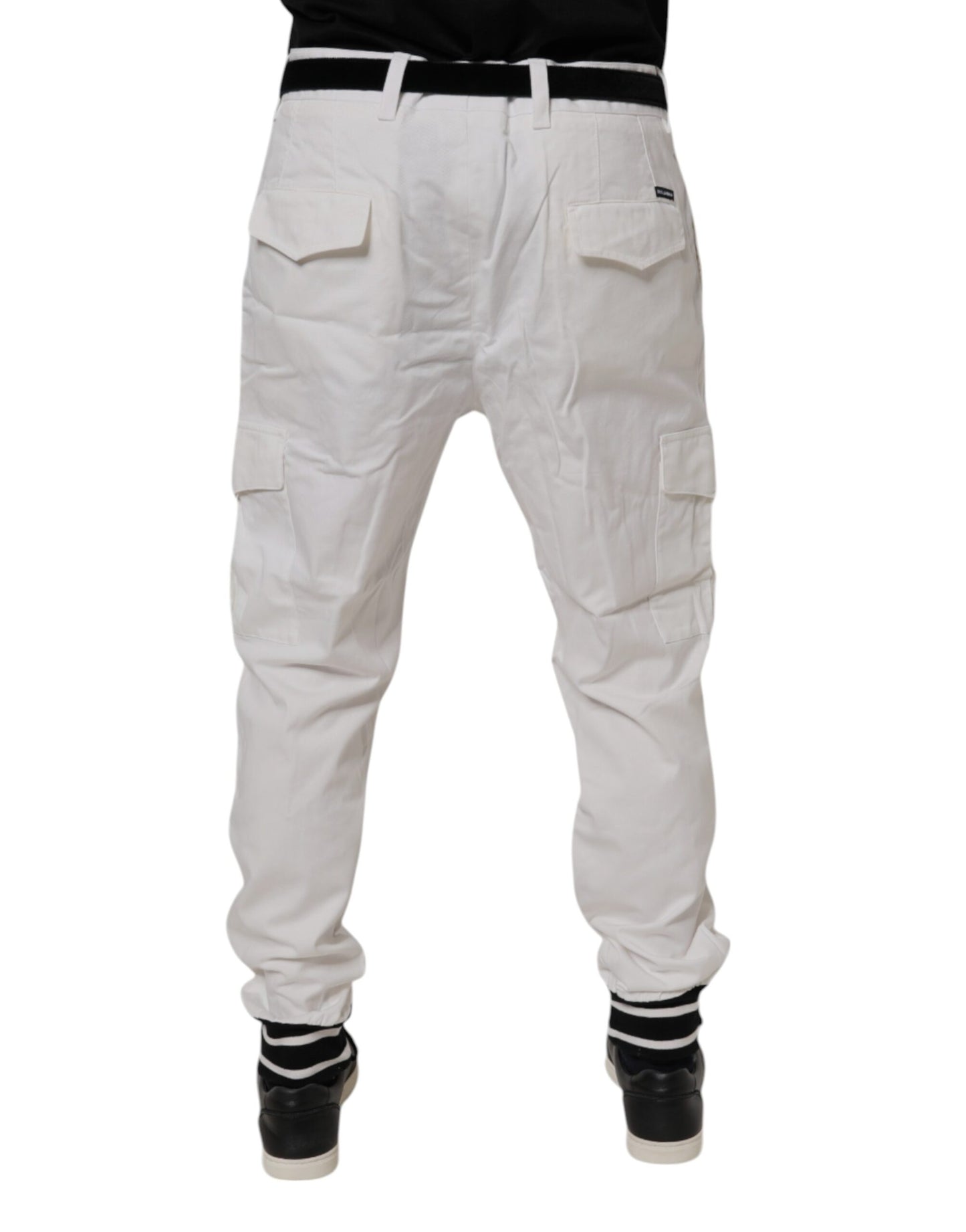 Dolce & Gabbana White Cotton Jogger Cargo Skinny Pants by Dolce & Gabbana