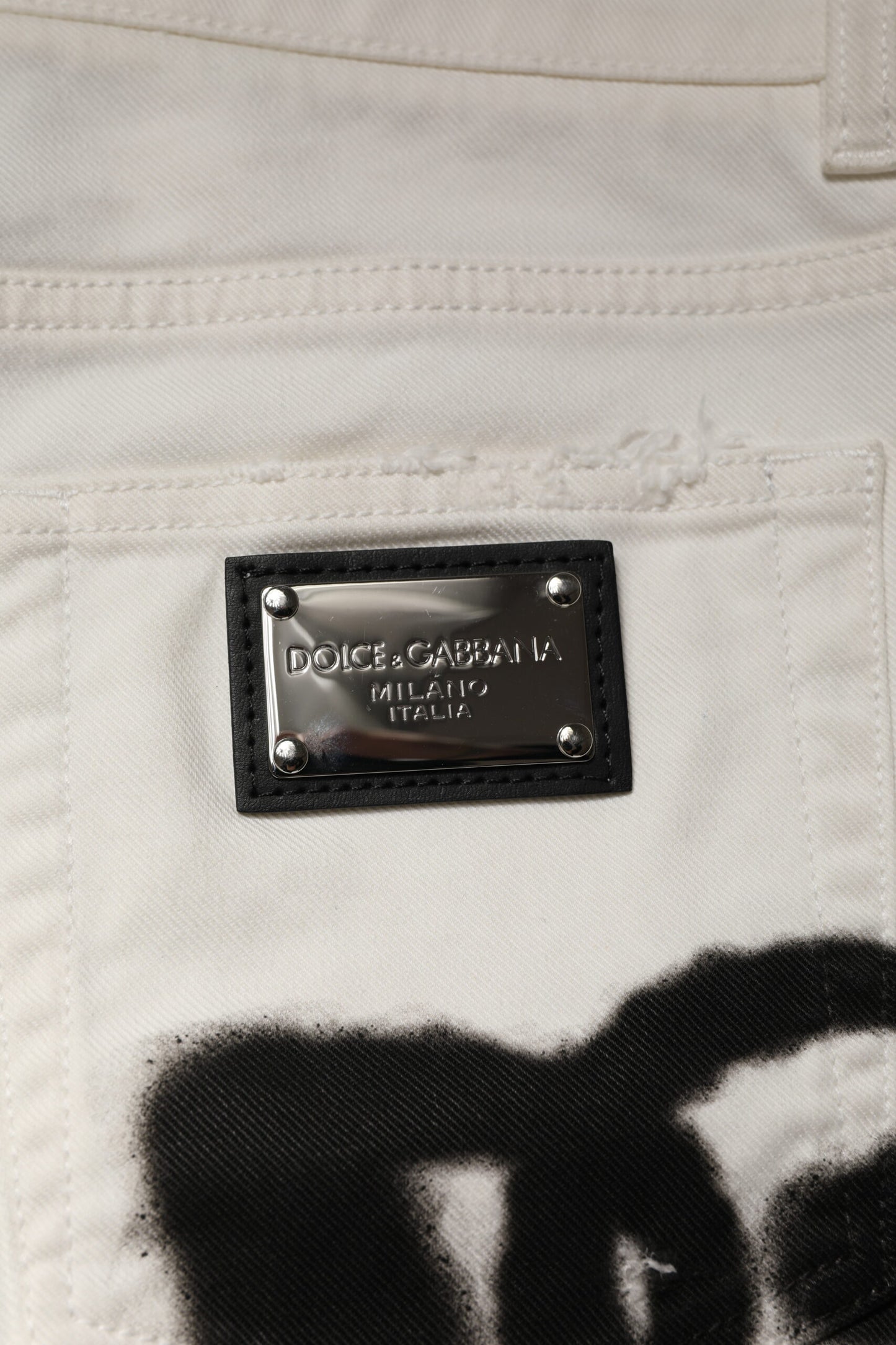 Dolce & Gabbana White Tattered Graffiti Skinny Denim Jeans by Dolce & Gabbana