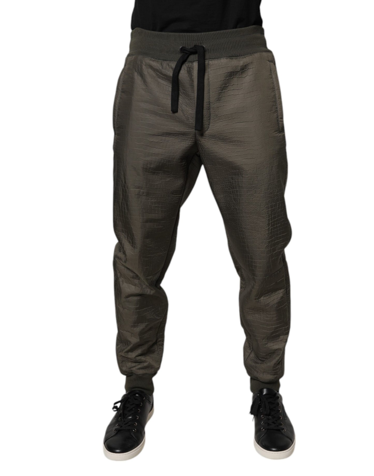 Dolce & Gabbana Brown Lambskin Leather Men Sweatpants Pants by Dolce & Gabbana