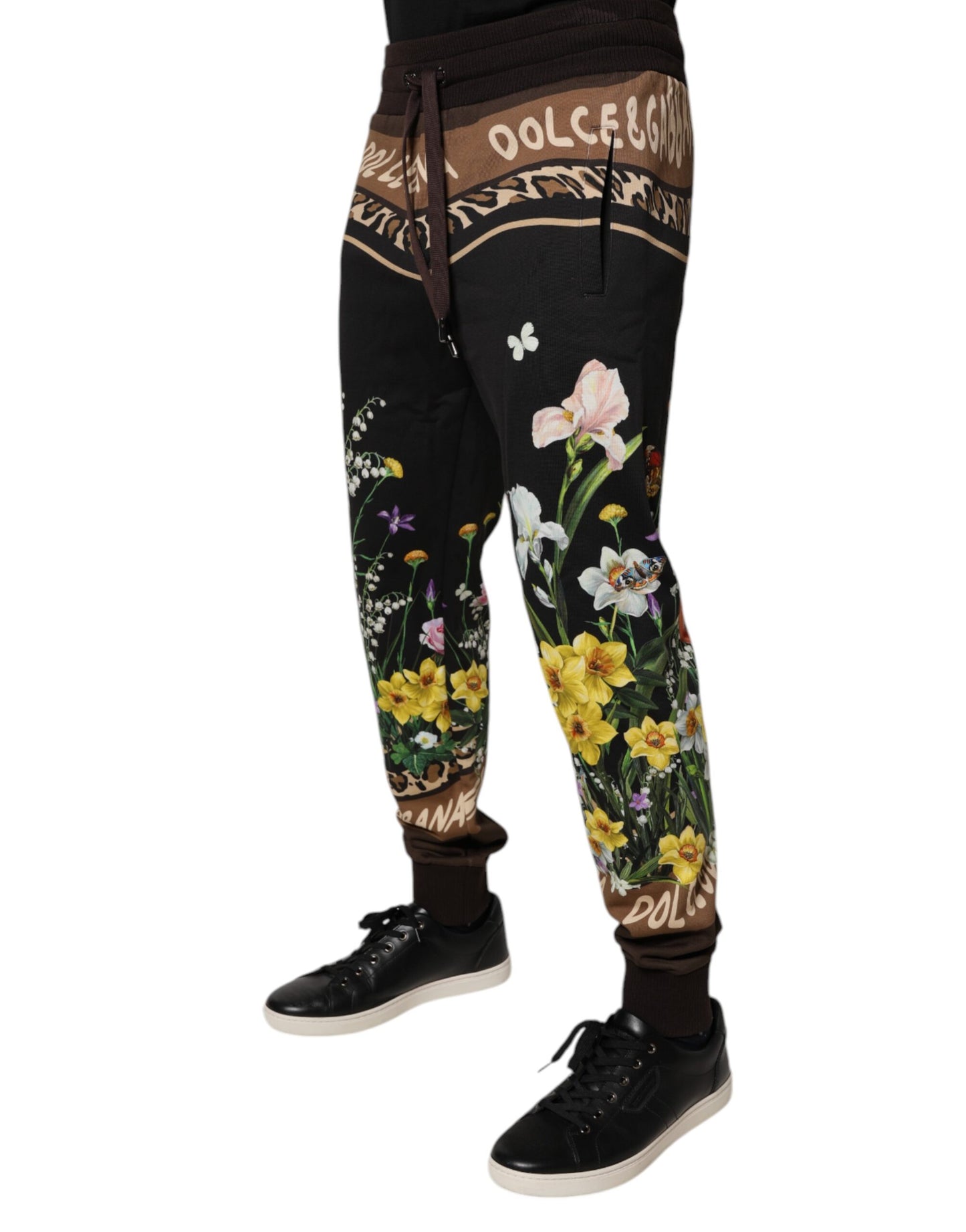 Dolce & Gabbana Black Floral Cotton Jogger Sweatpants Pants by Dolce & Gabbana