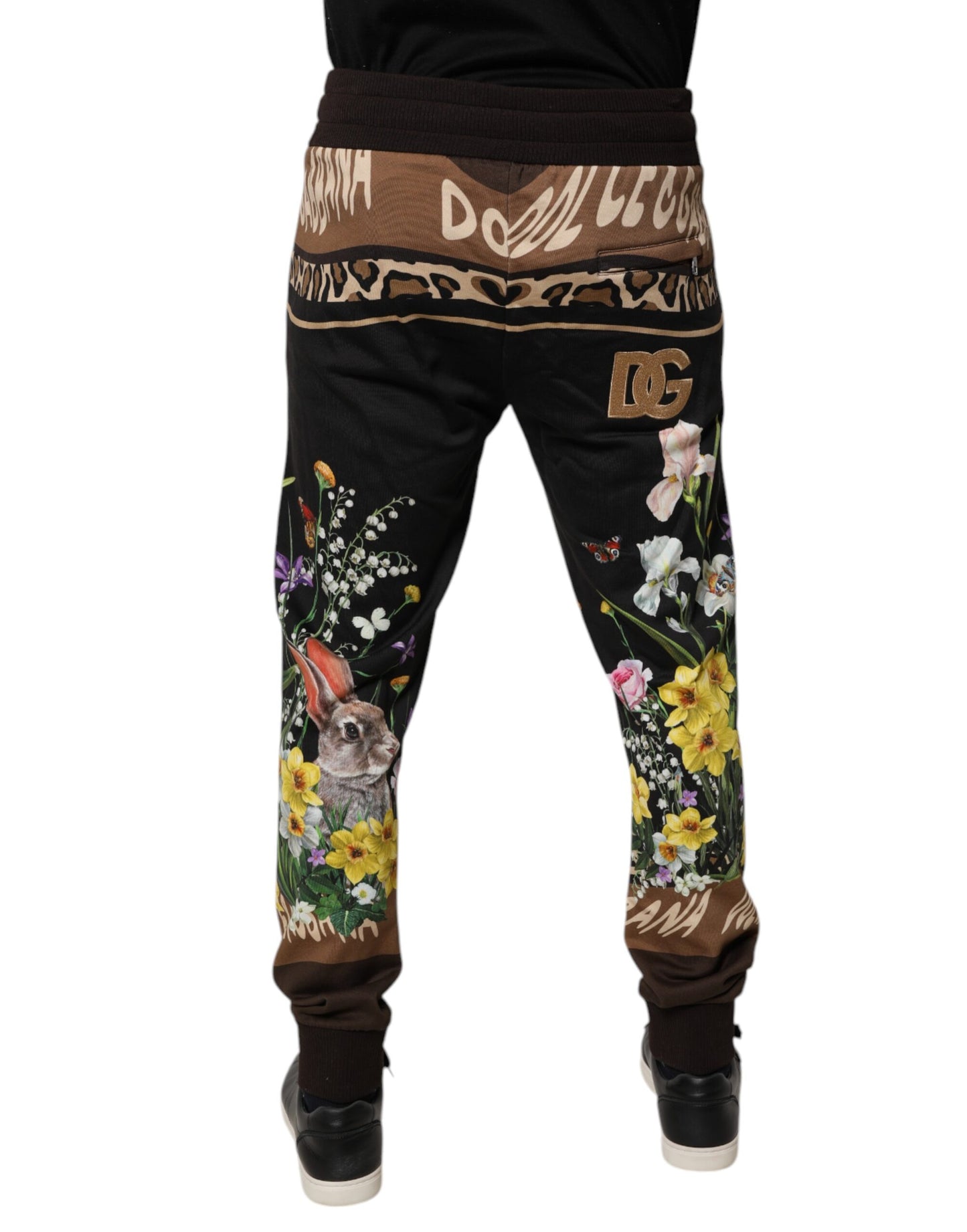 Dolce & Gabbana Black Floral Cotton Jogger Sweatpants Pants by Dolce & Gabbana