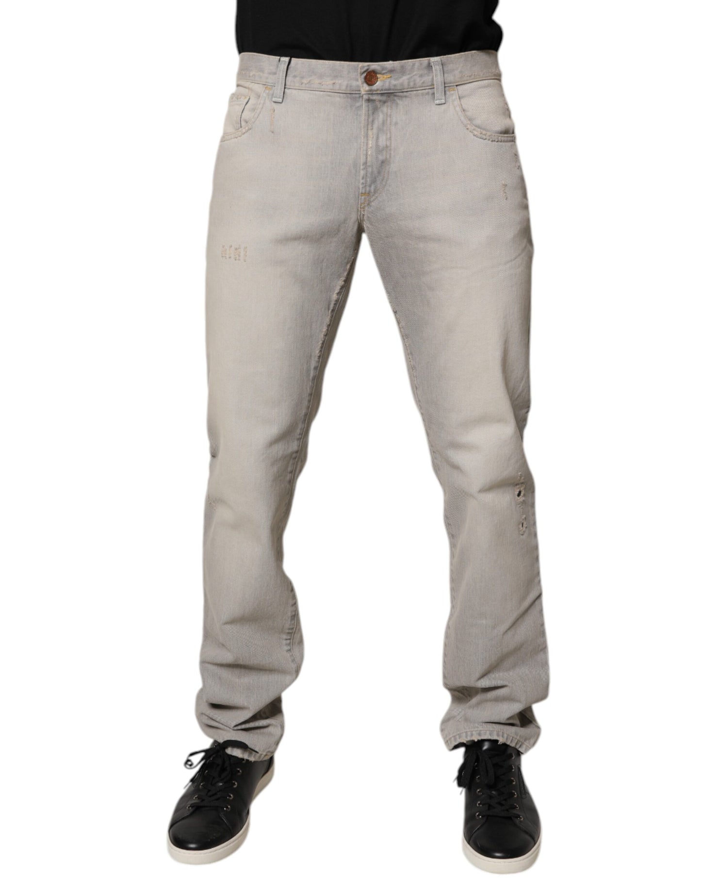 Dolce & Gabbana Light Gray Cotton Skinny Denim Jeans by Dolce & Gabbana