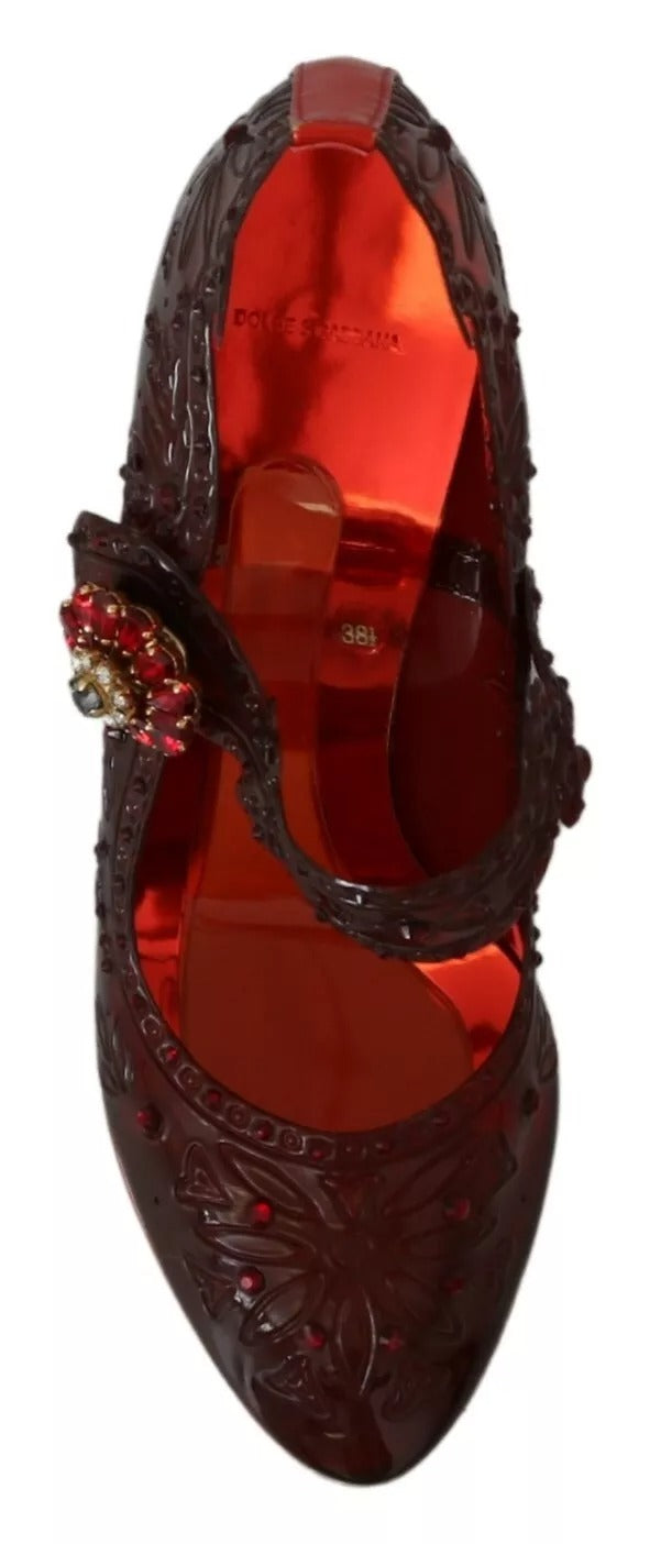 Chaussures à talons en cristal fleuri rouge Dolce & Gabbana CINDERELLA