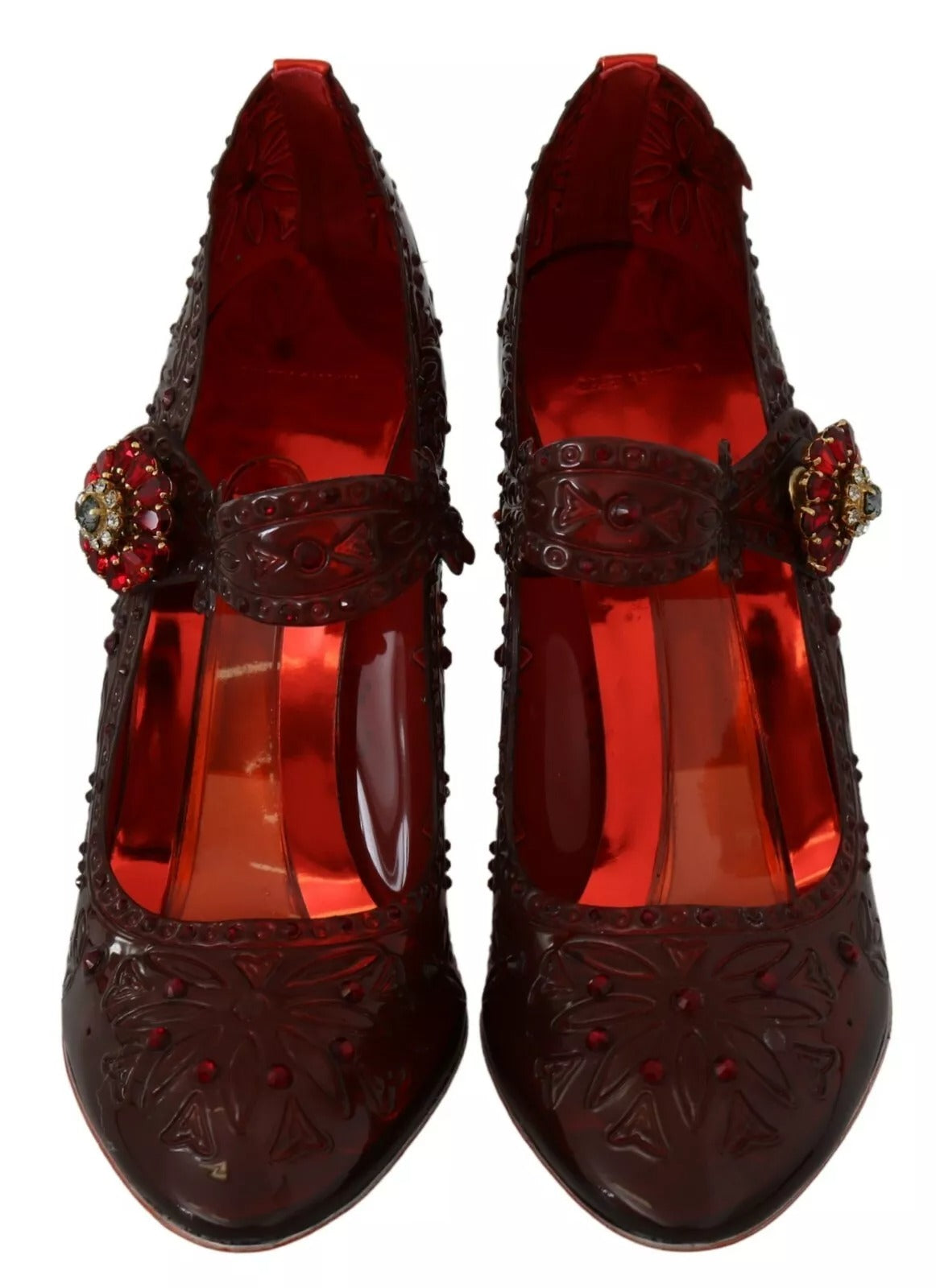 Chaussures à talons en cristal fleuri rouge Dolce & Gabbana CINDERELLA