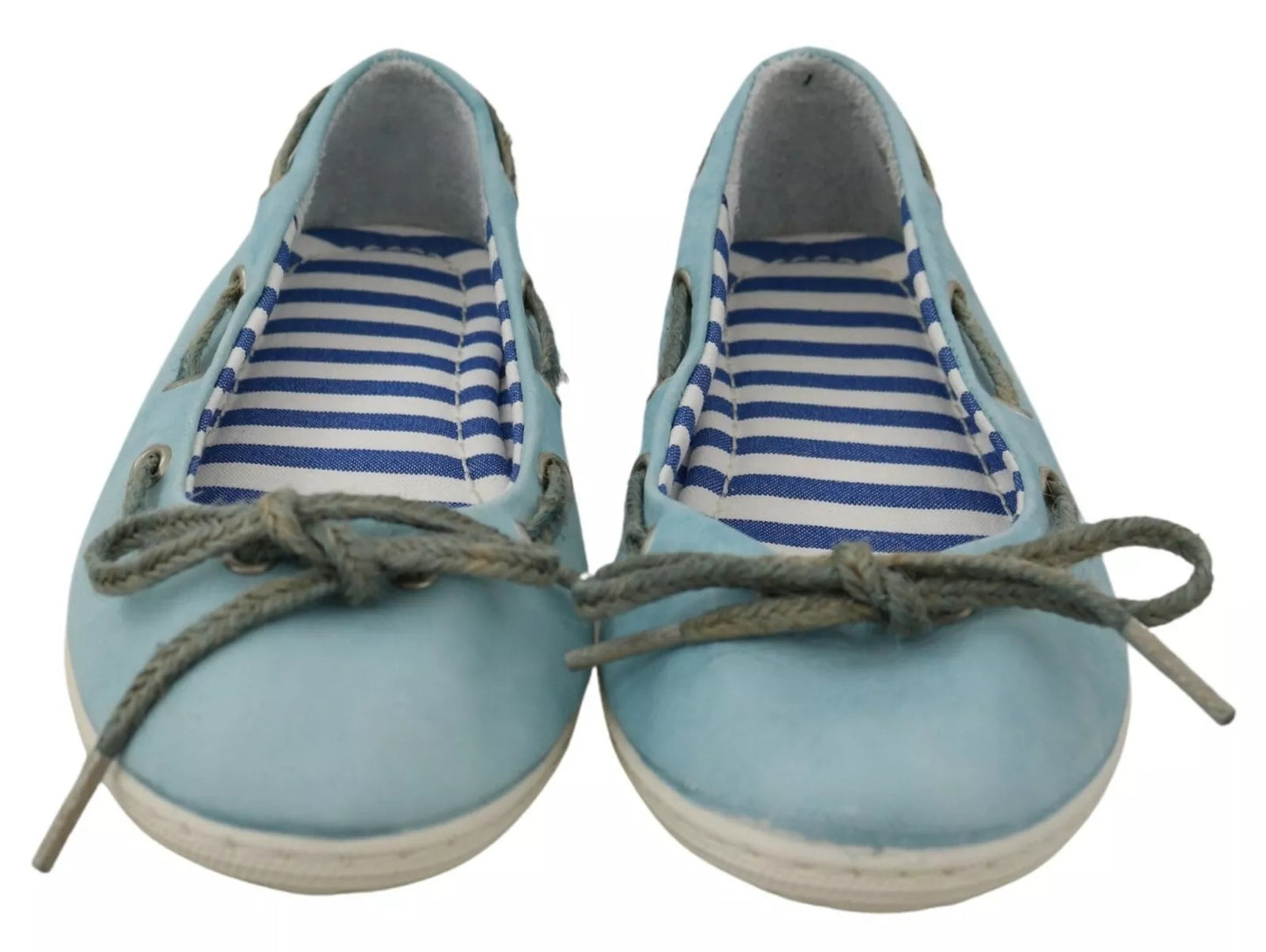 Mocassins ballerines Pantofola D'Oro en daim bleu ciel avec nœud et dentelle