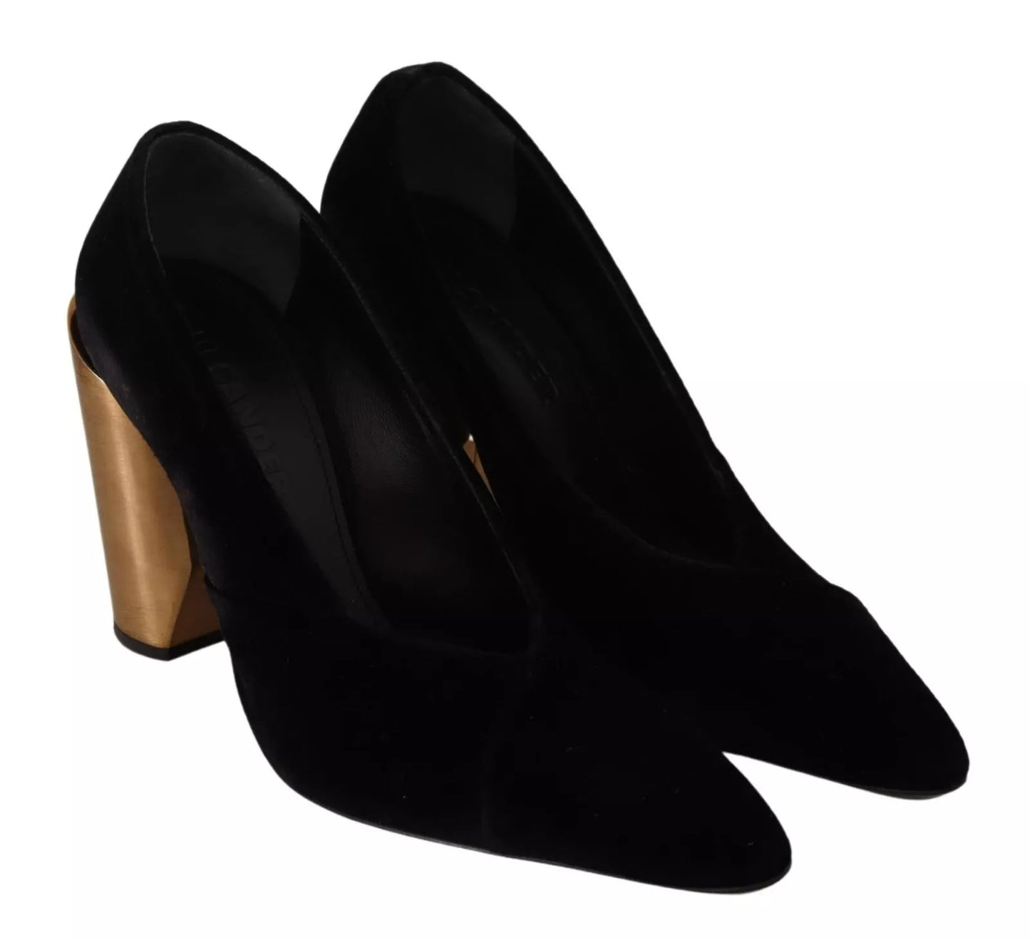 Escarpins à talons carrés en cuir suédé noir Jil Sander