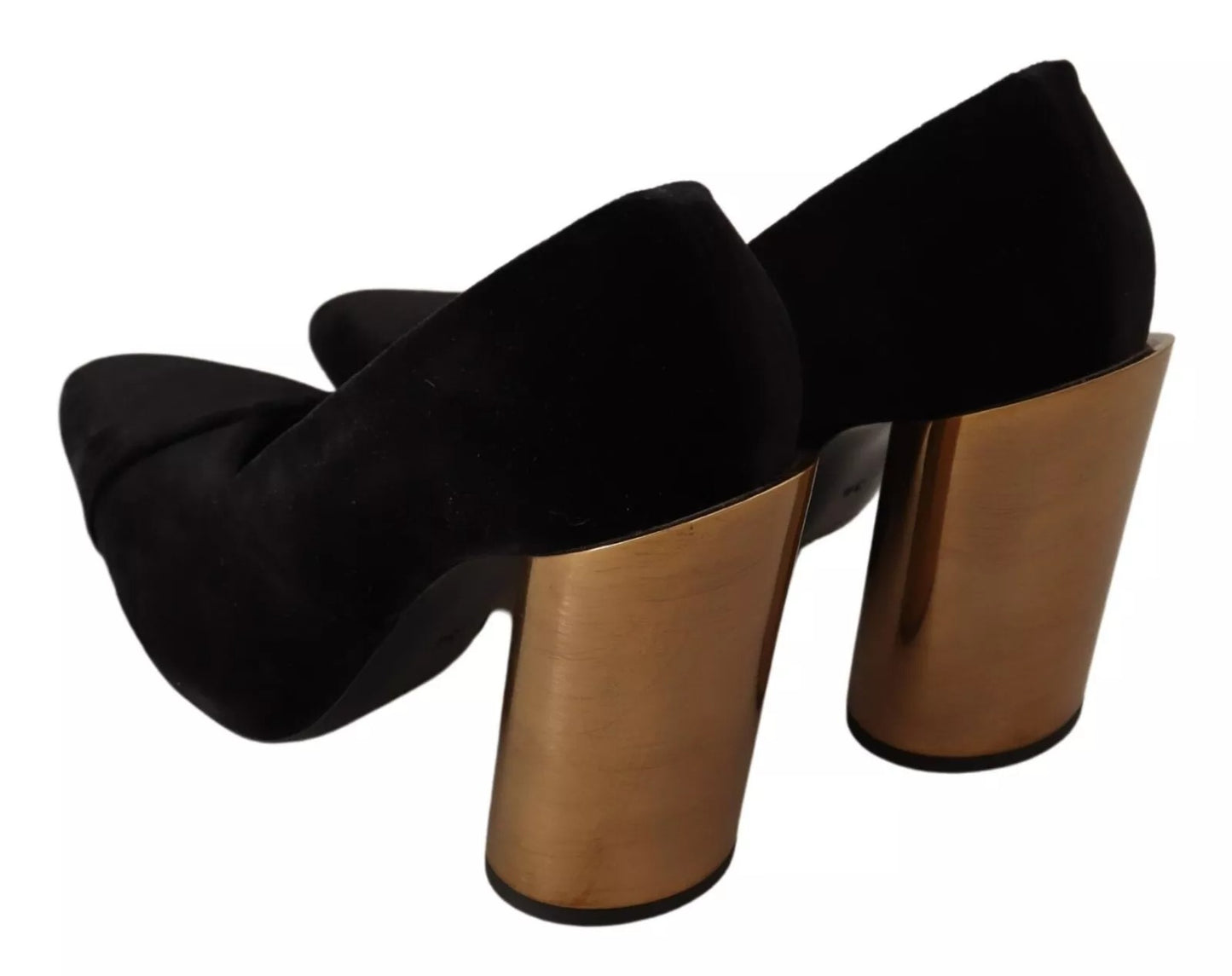 Escarpins à talons carrés en cuir suédé noir Jil Sander