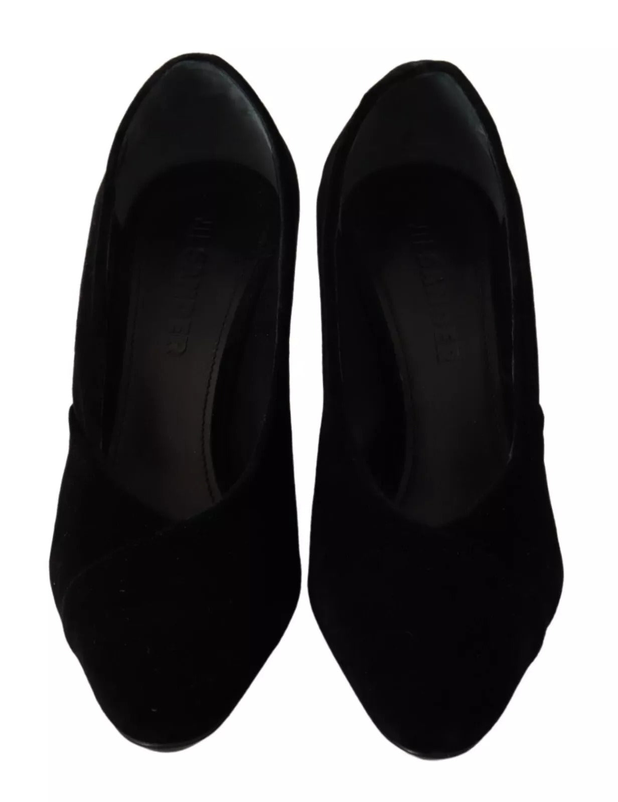 Escarpins à talons carrés en cuir suédé noir Jil Sander