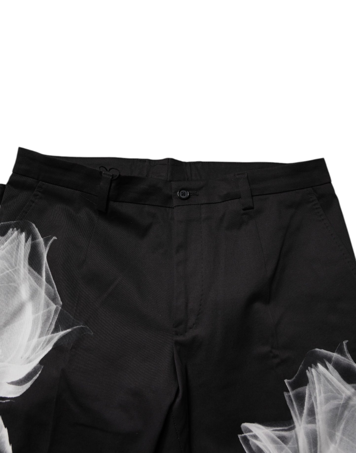 Dolce & Gabbana Black Cotton Floral Skinny Dress Pants by Dolce & Gabbana