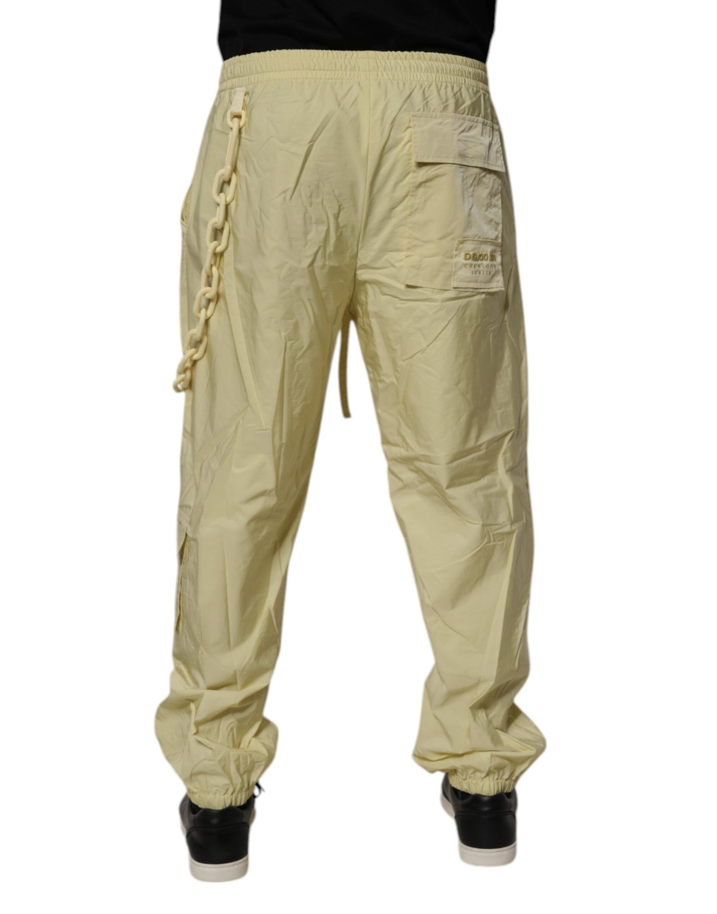 Dolce & Gabbana Yellow Nylon Cargo Chain Men Jogger Pants by Dolce & Gabbana