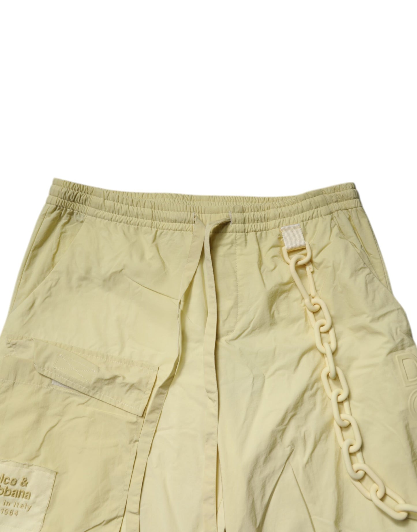 Dolce & Gabbana Yellow Nylon Cargo Chain Men Jogger Pants by Dolce & Gabbana