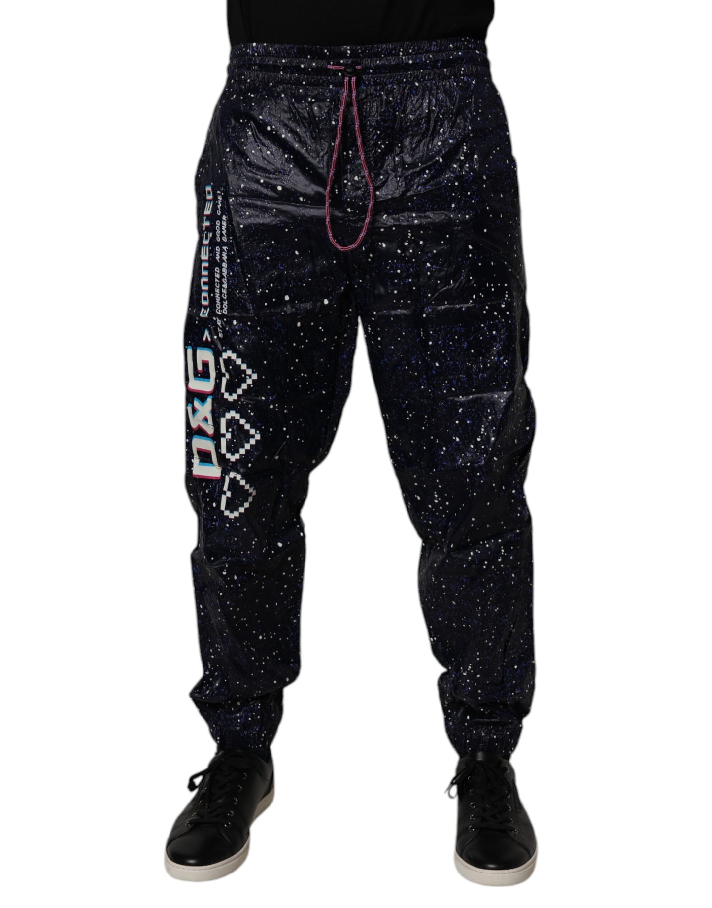 Dolce & Gabbana Dark Blue DG Game Print Cotton Jogger Pants by Dolce & Gabbana