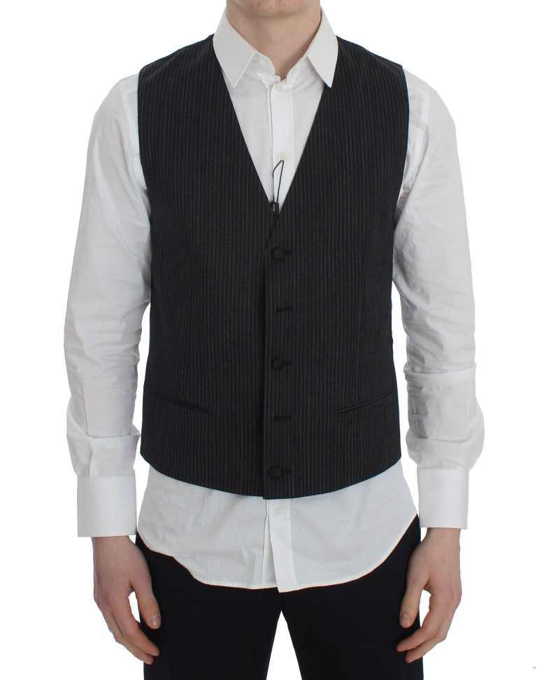 Dolce & Gabbana Gray Striped Formal Cardigan