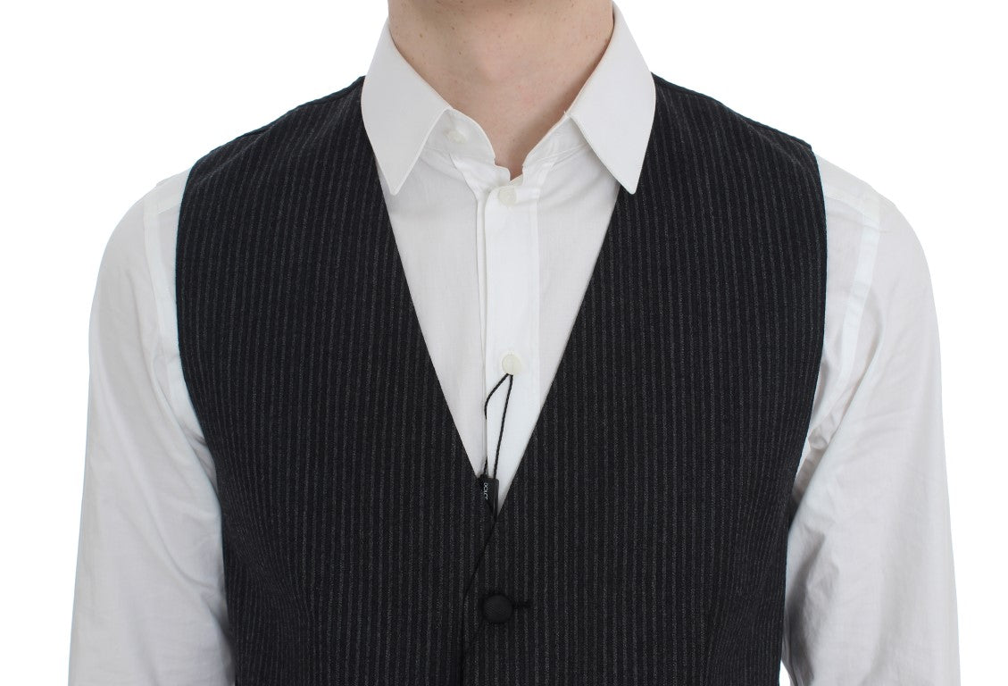 Dolce & Gabbana Gray Striped Formal Cardigan