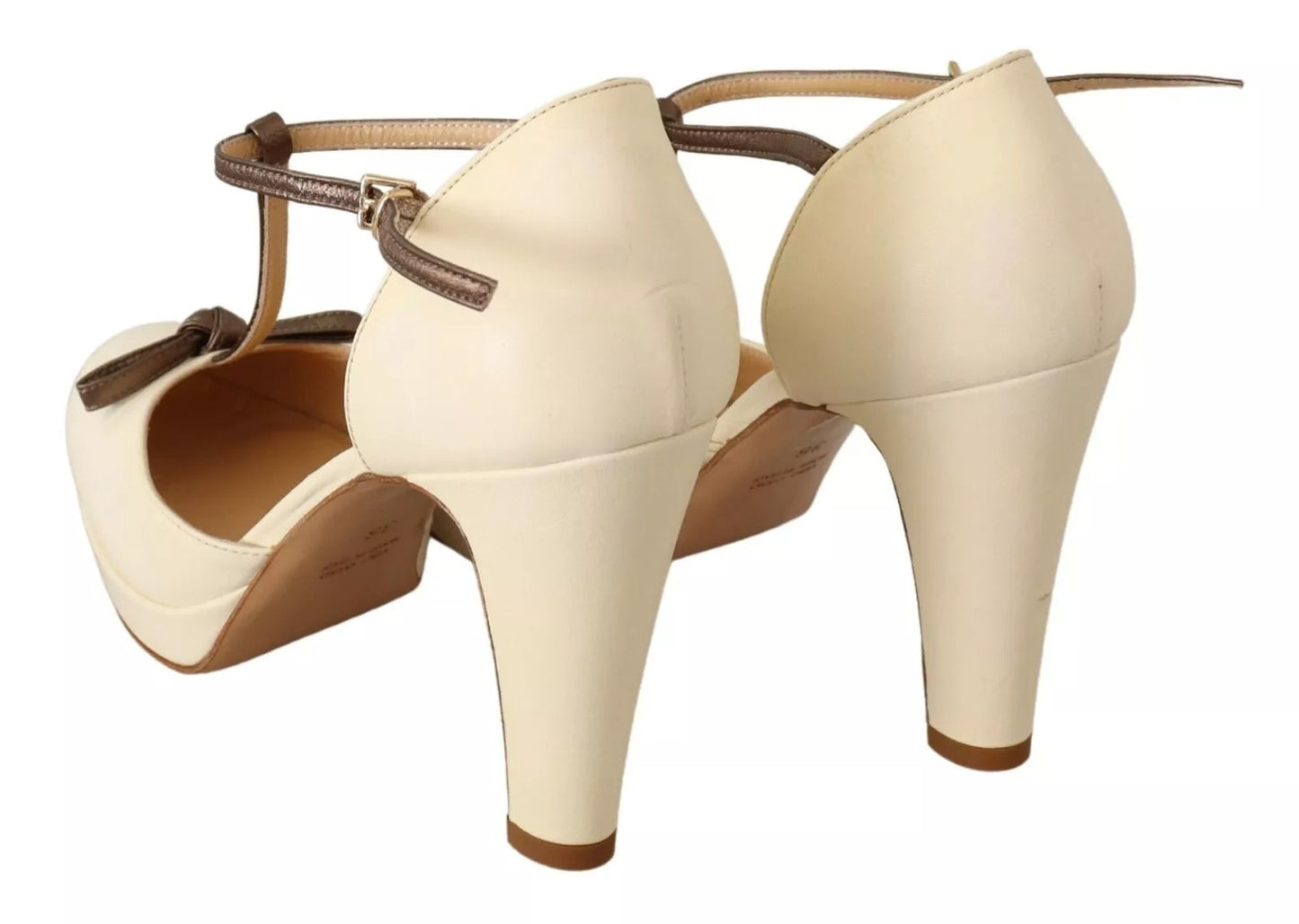 Escarpins à talons carrés beiges SERGIO LEVANTESI en cuir