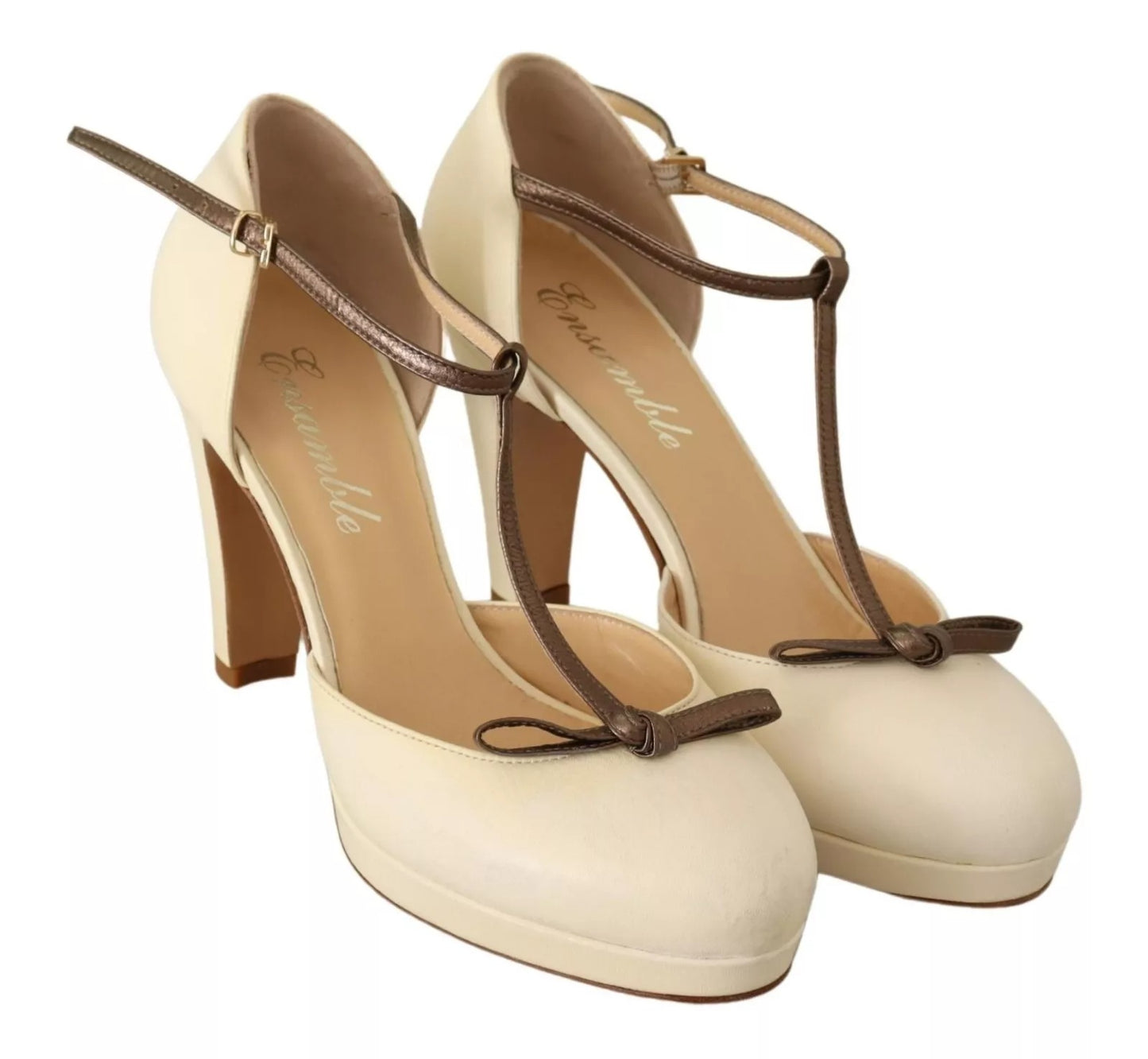 Escarpins à talons carrés beiges SERGIO LEVANTESI en cuir
