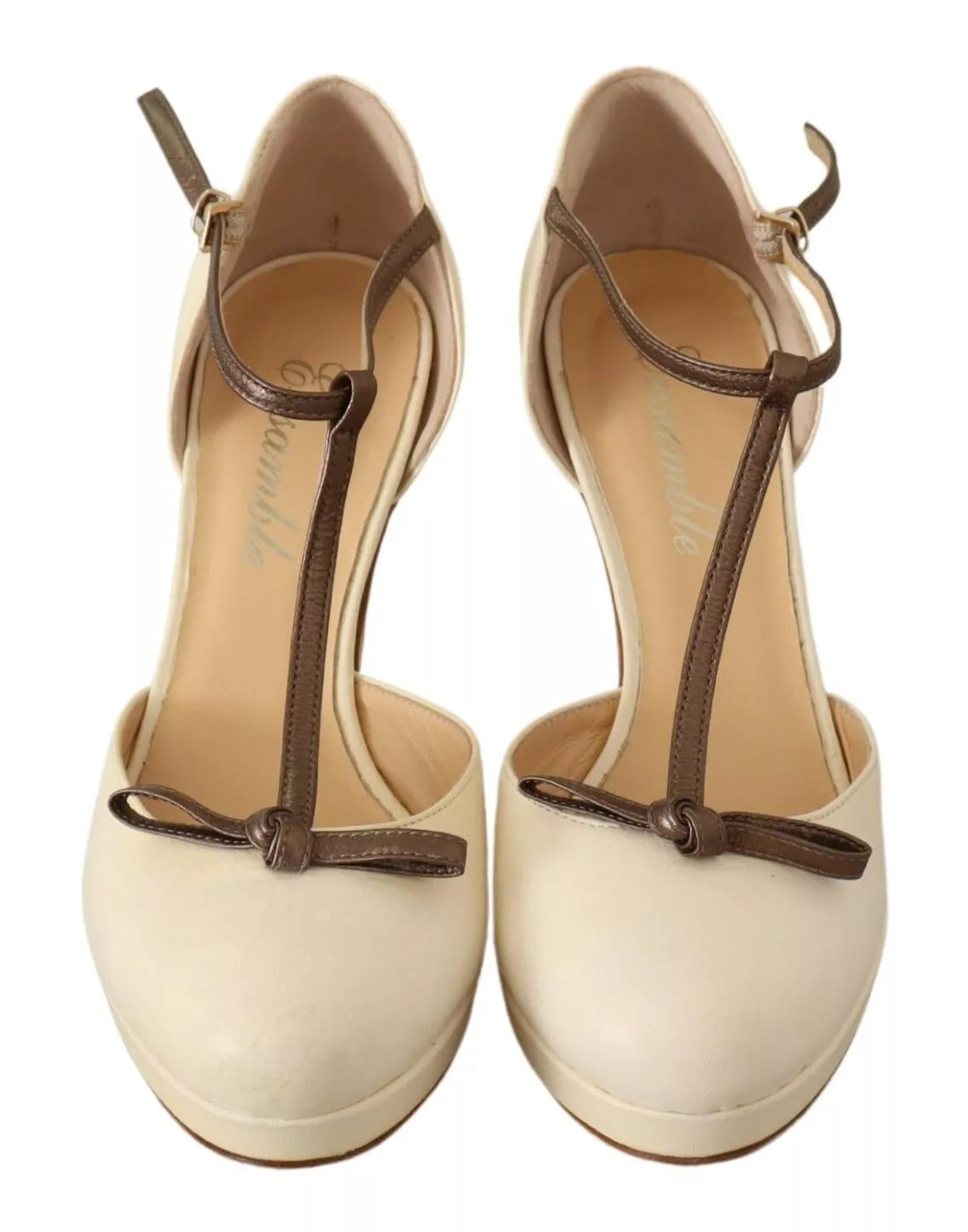 Escarpins à talons carrés beiges SERGIO LEVANTESI en cuir