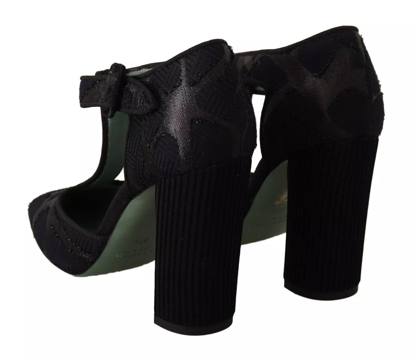 Paola D'Arcano Black Suede Leather Block Heels Sandals Shoes by Paola D'Arcano