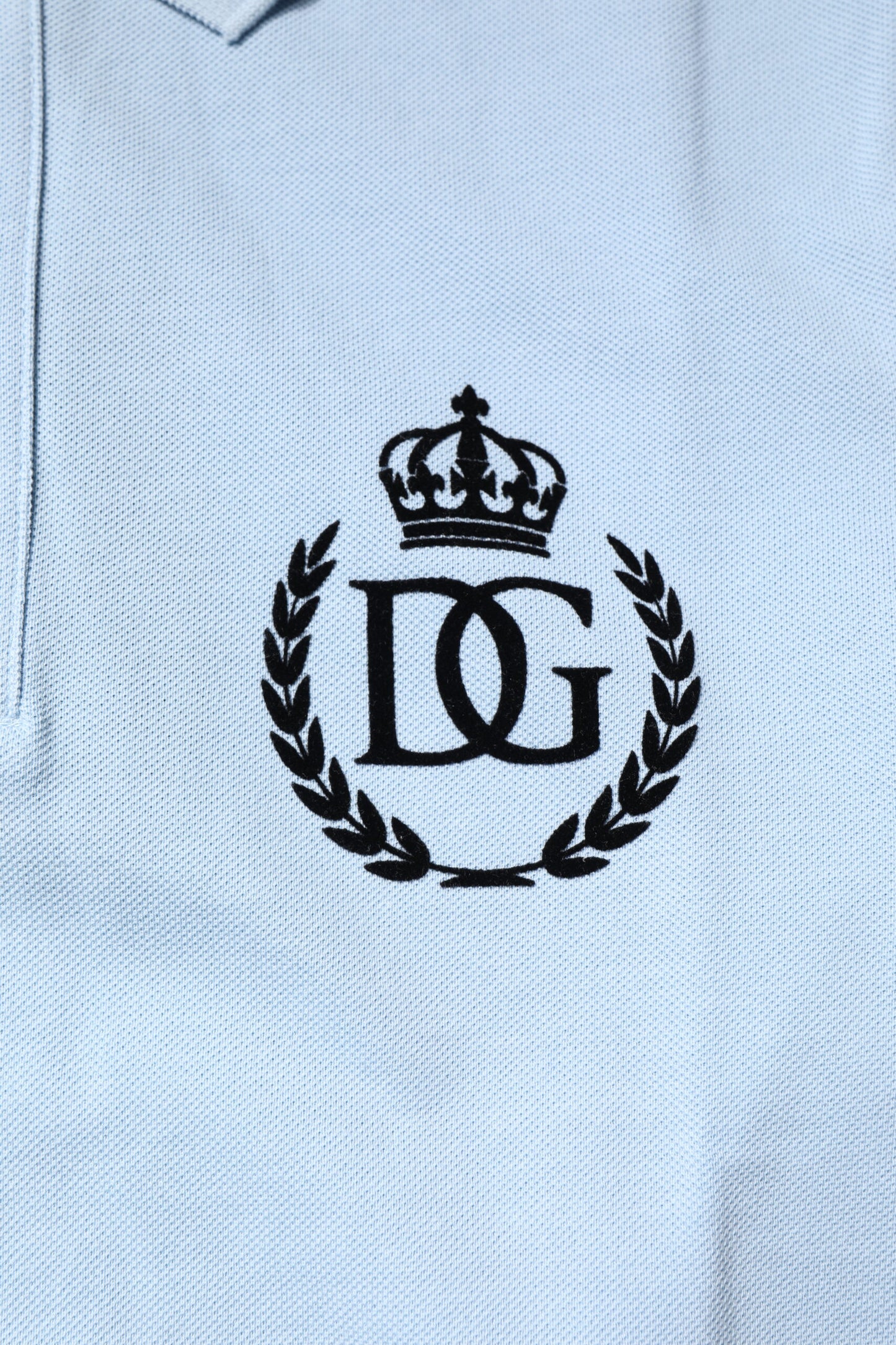 Polo à col couronne en coton bleu ciel Dolce & Gabbana