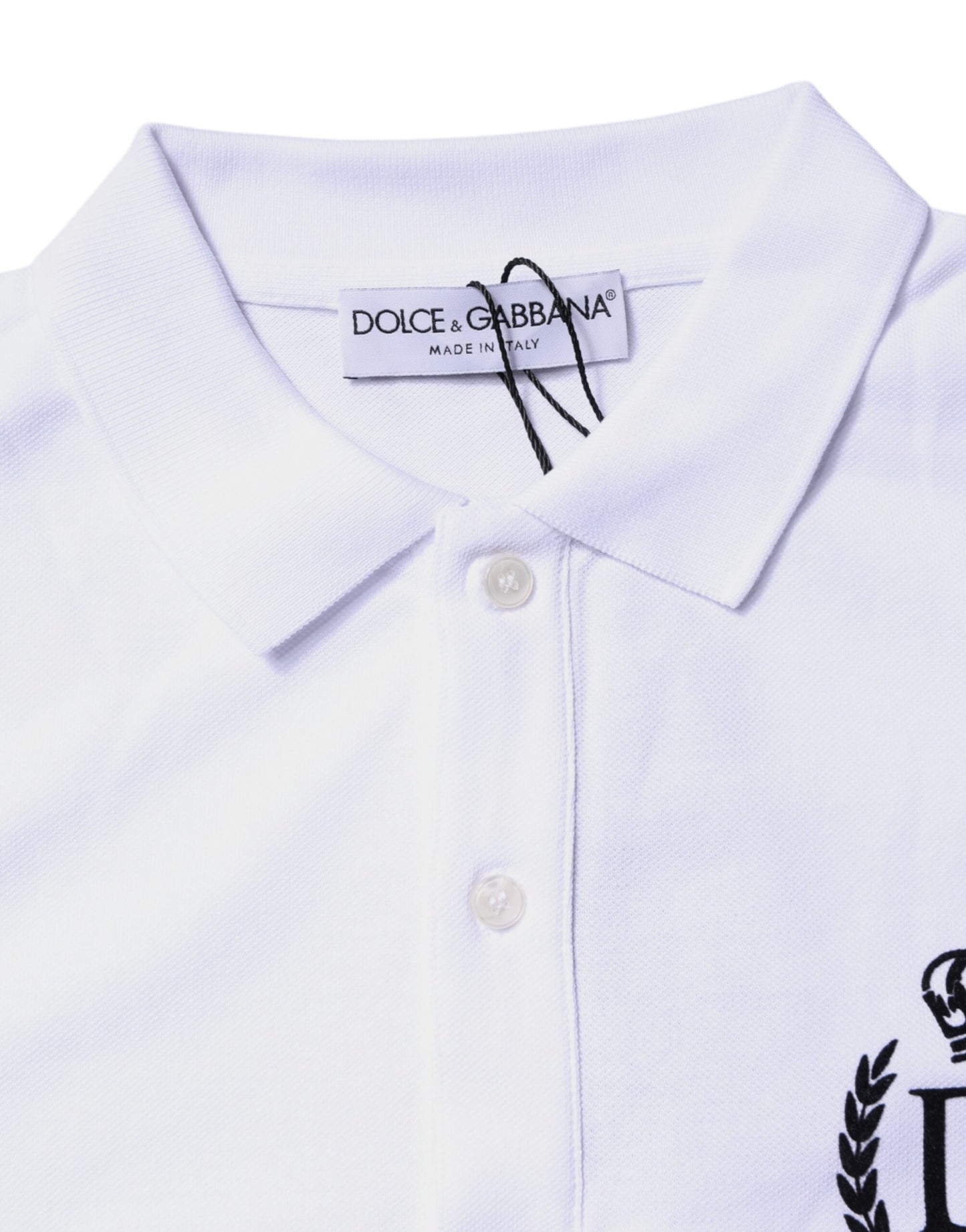 Dolce & Gabbana White Cotton Crown Collared Men Polo T-shirt by Dolce & Gabbana