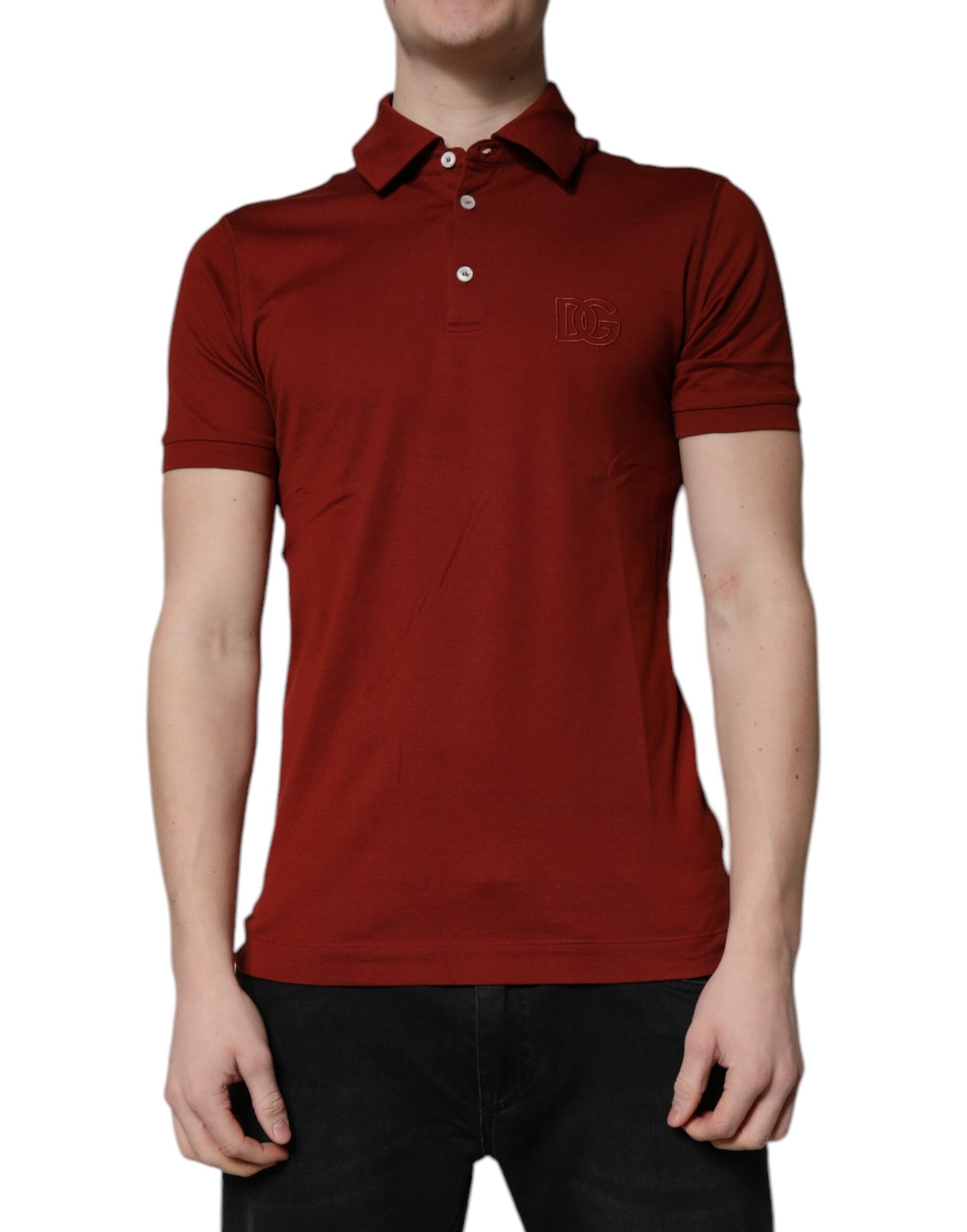 Dolce & Gabbana Red Cotton DG Logo Collared Men Polo T-shirt by Dolce & Gabbana